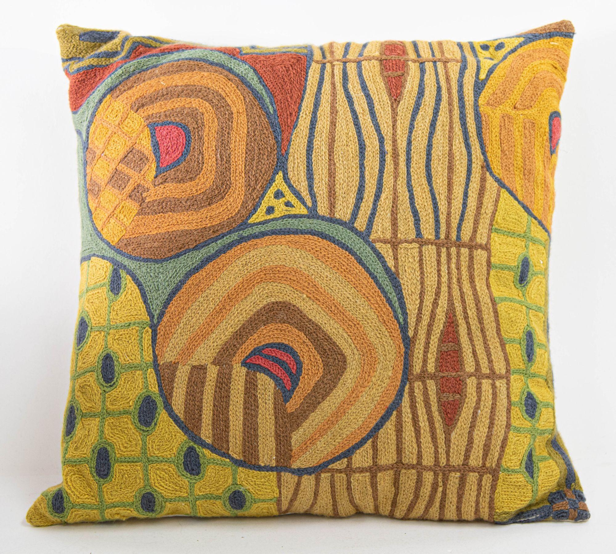 Vintage Organic Cotton Abstract Throw Pillow 1970's 8