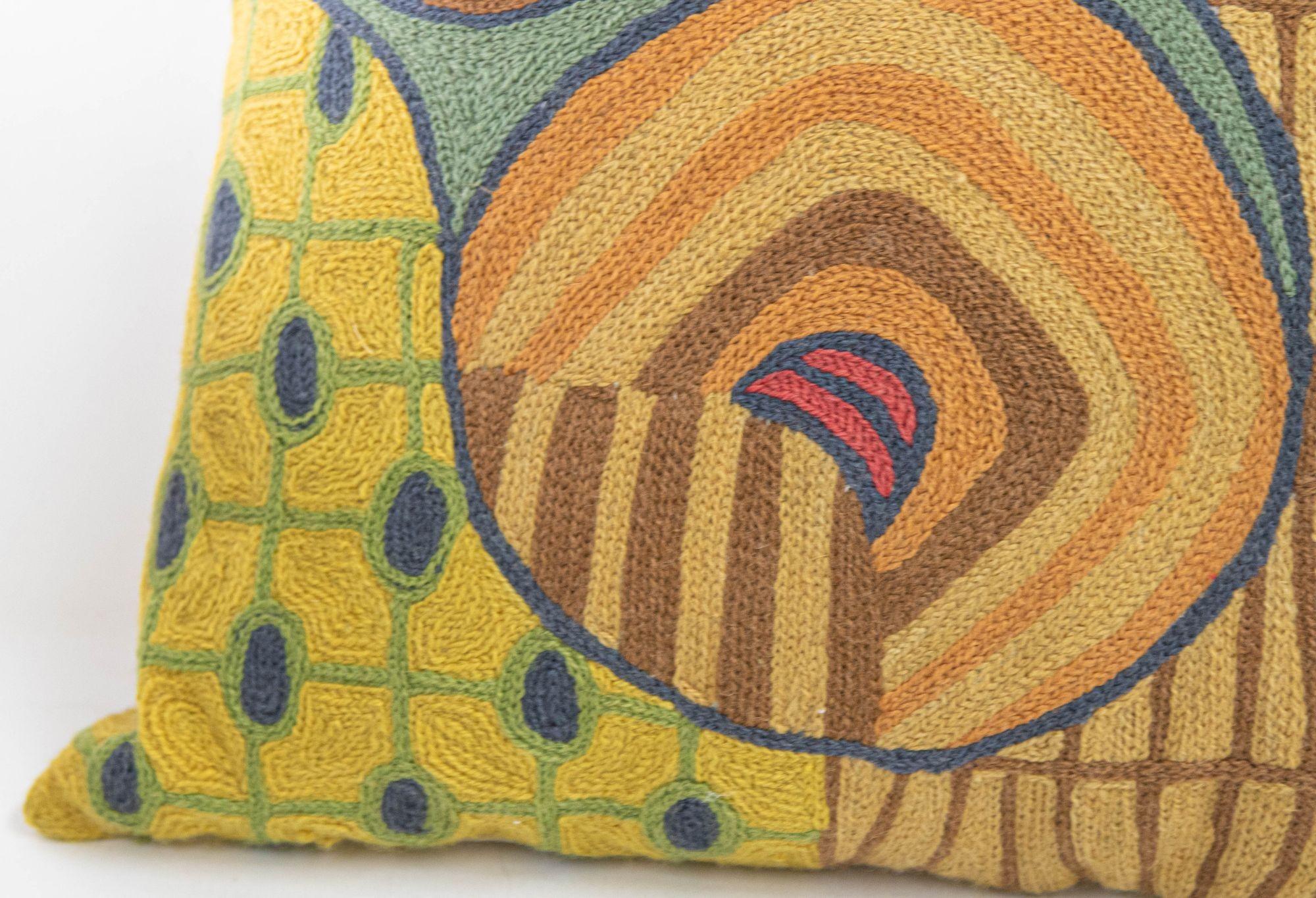 Vintage Organic Cotton Abstract Throw Pillow 1970's 1