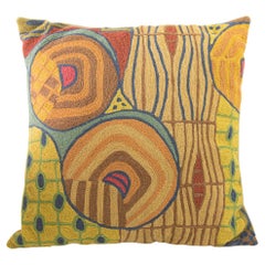 Vintage Organic Cotton Abstract Throw Pillow 1970's