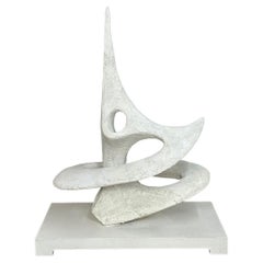 Retro organic form sculpture on pedestal