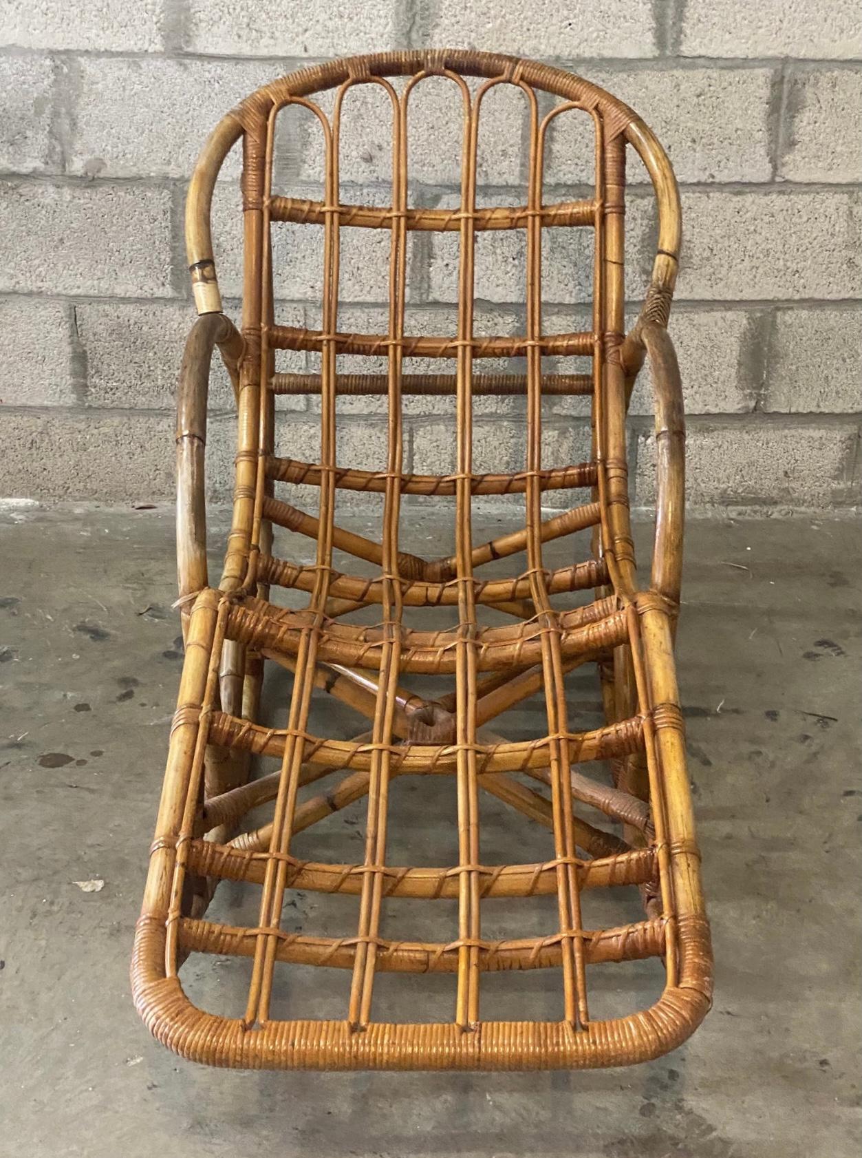 Late 20th Century Vintage Organic Modern Bamboo Rocking Lounge Chair