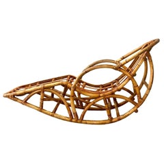 Vintage Organic Modern Bamboo Rocking Lounge Chair