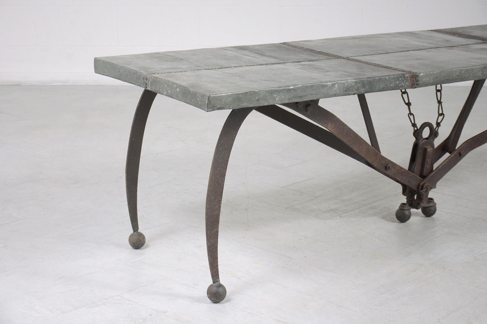 Late 20th Century Rustic Iron Modern Coffee Table For Sale