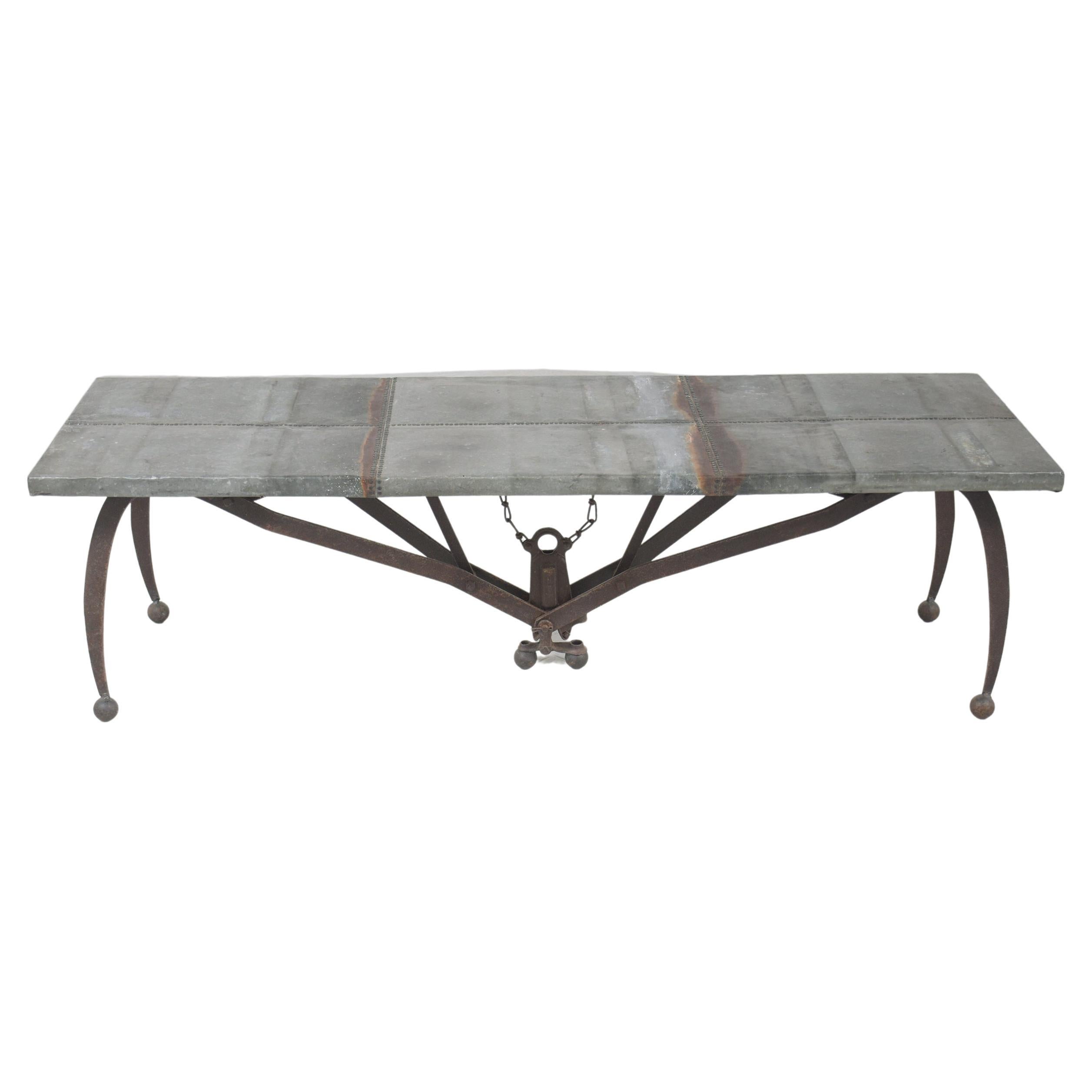 Rustic Iron Modern Coffee Table For Sale