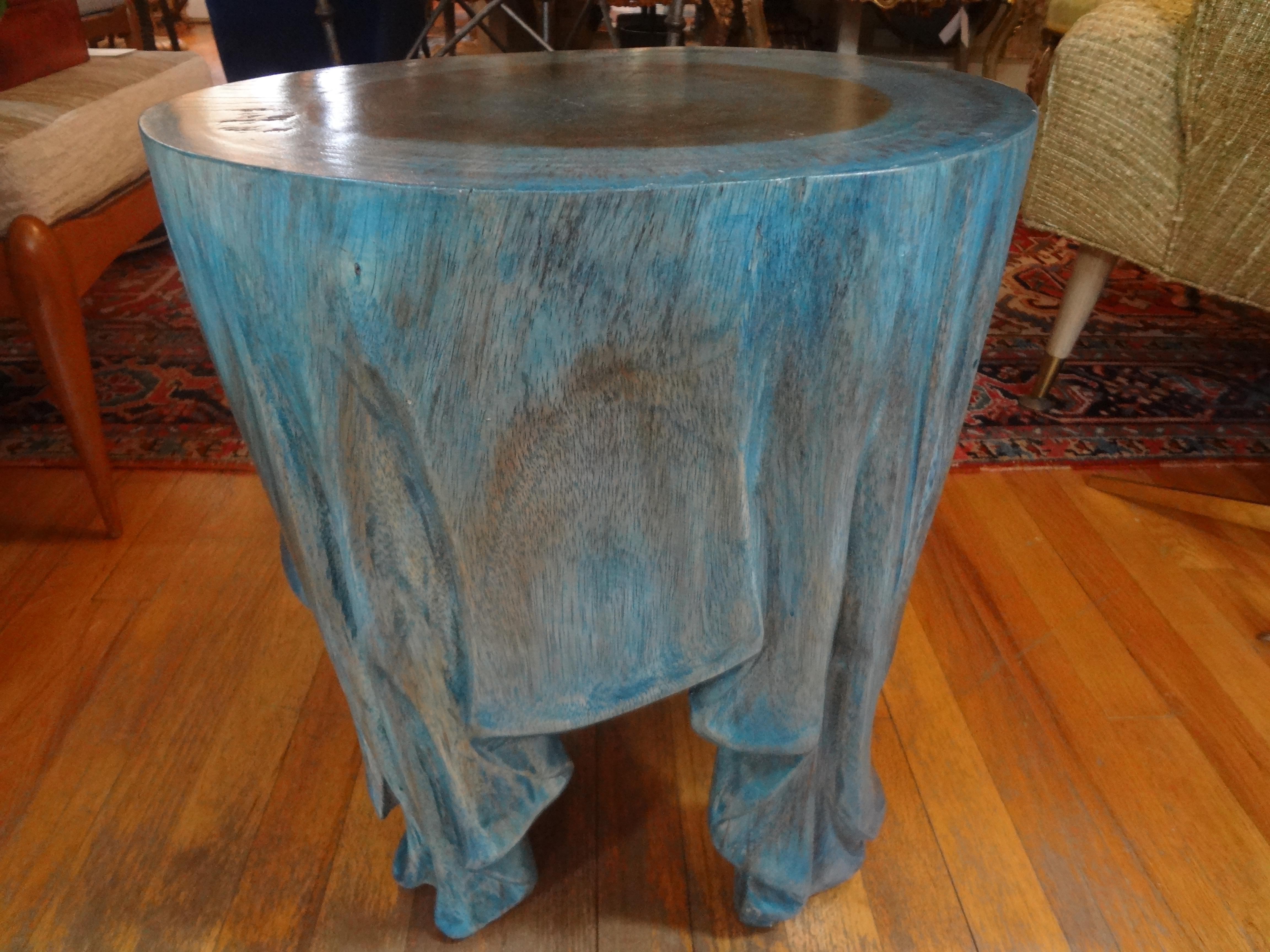 Vintage Organic Modern Carved Wood Draped Table 6