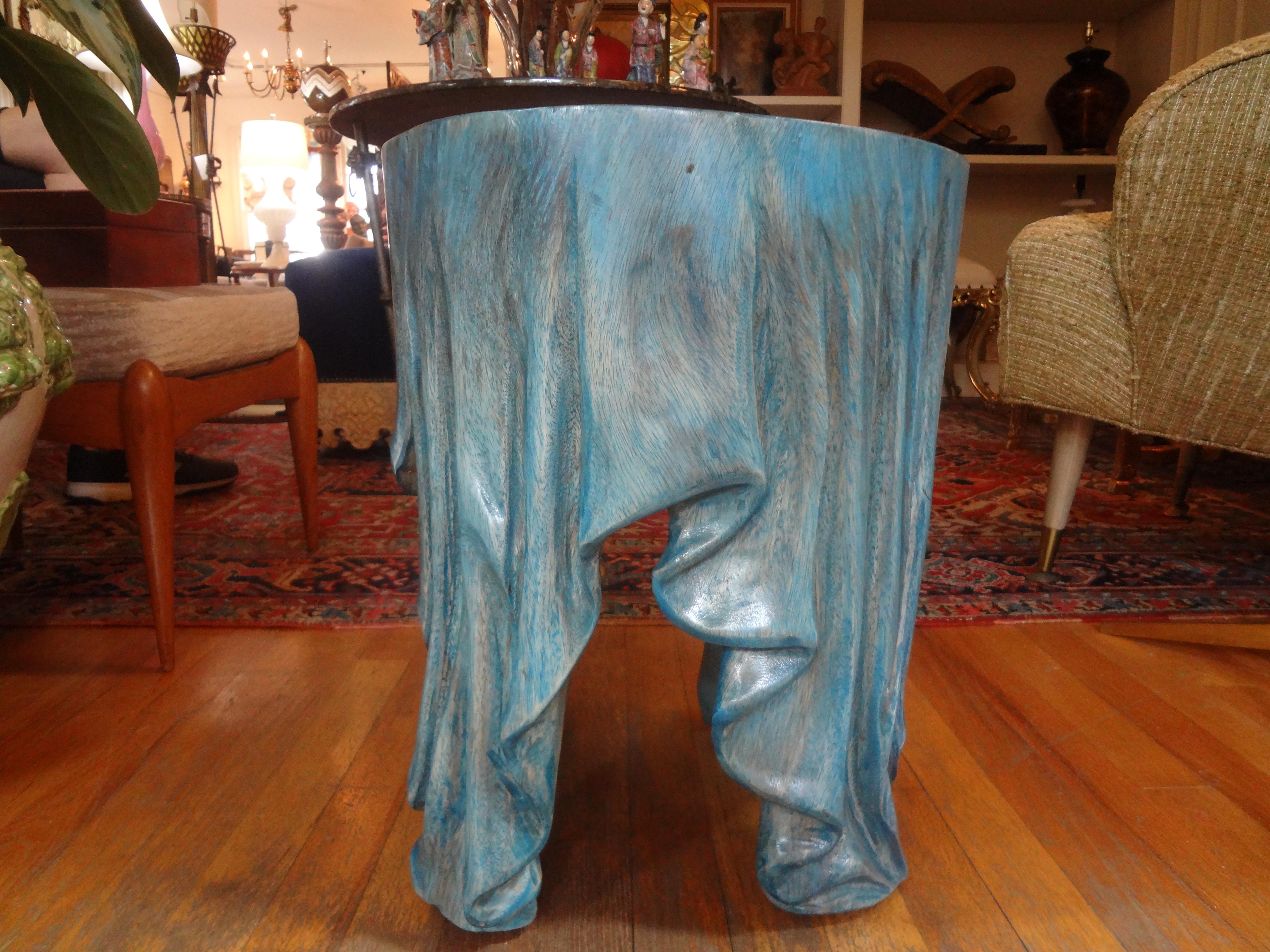 20th Century Vintage Organic Modern Carved Wood Draped Table