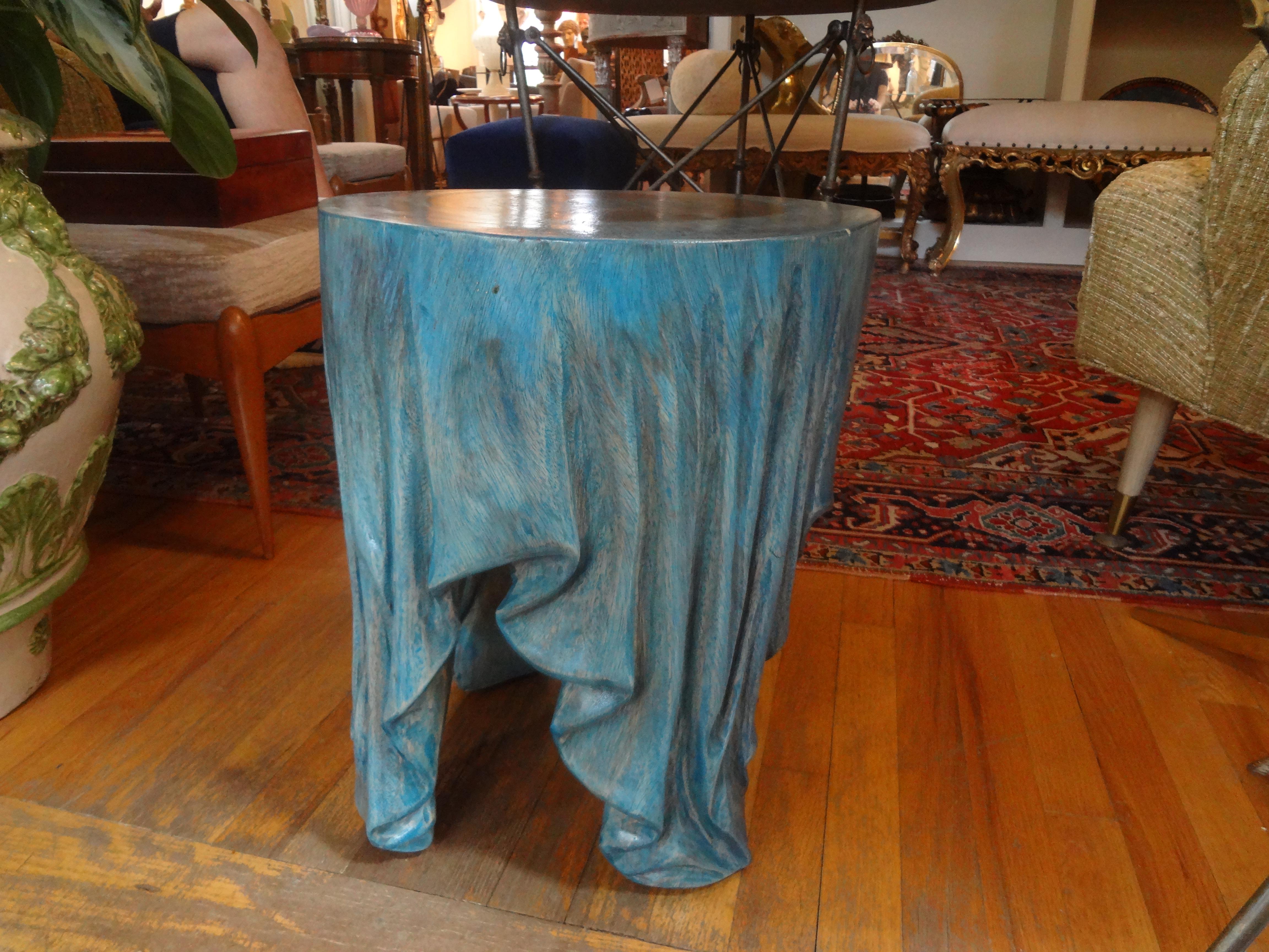 Vintage Organic Modern Carved Wood Draped Table 4