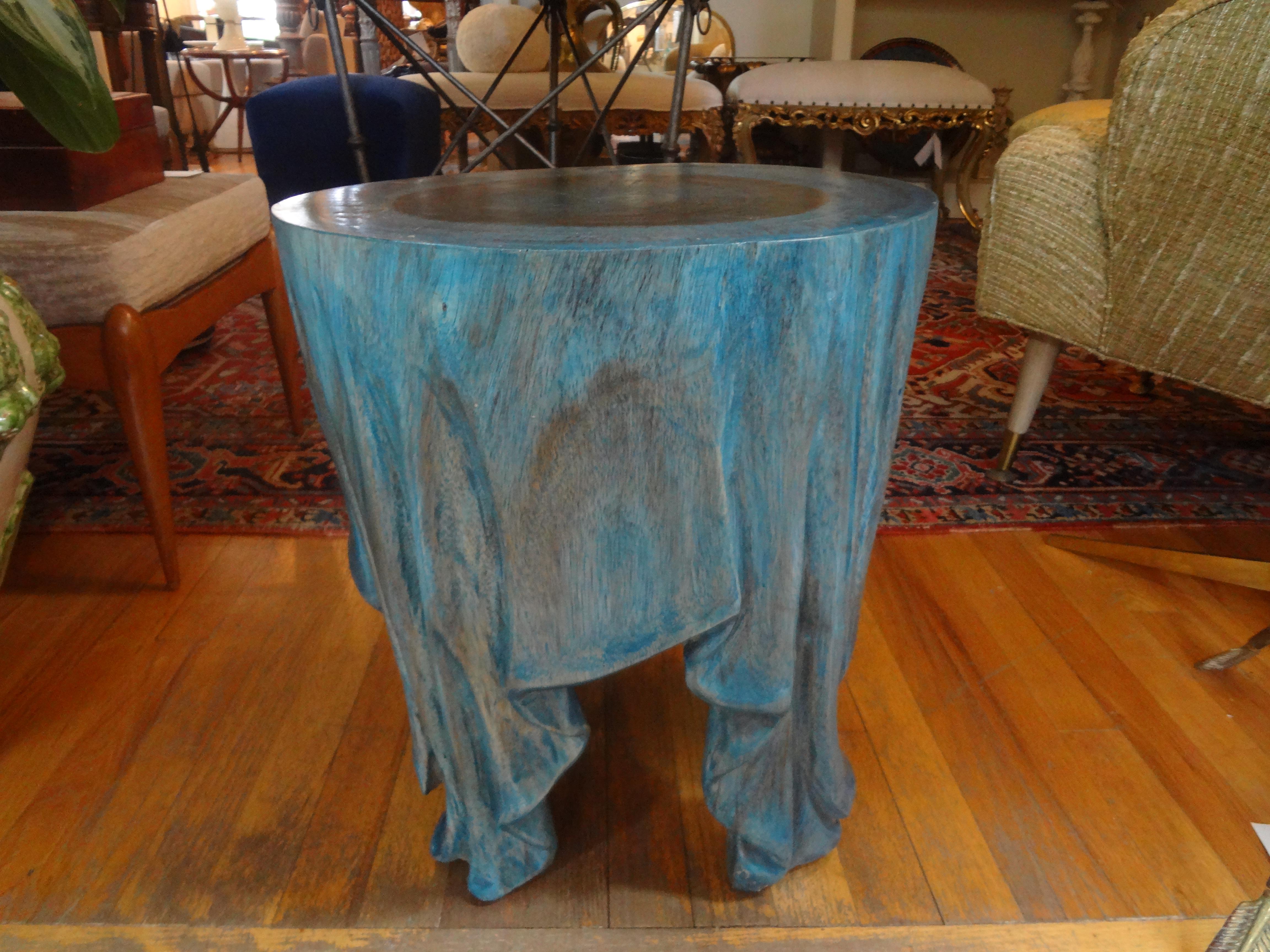 Vintage Organic Modern Carved Wood Draped Table 5