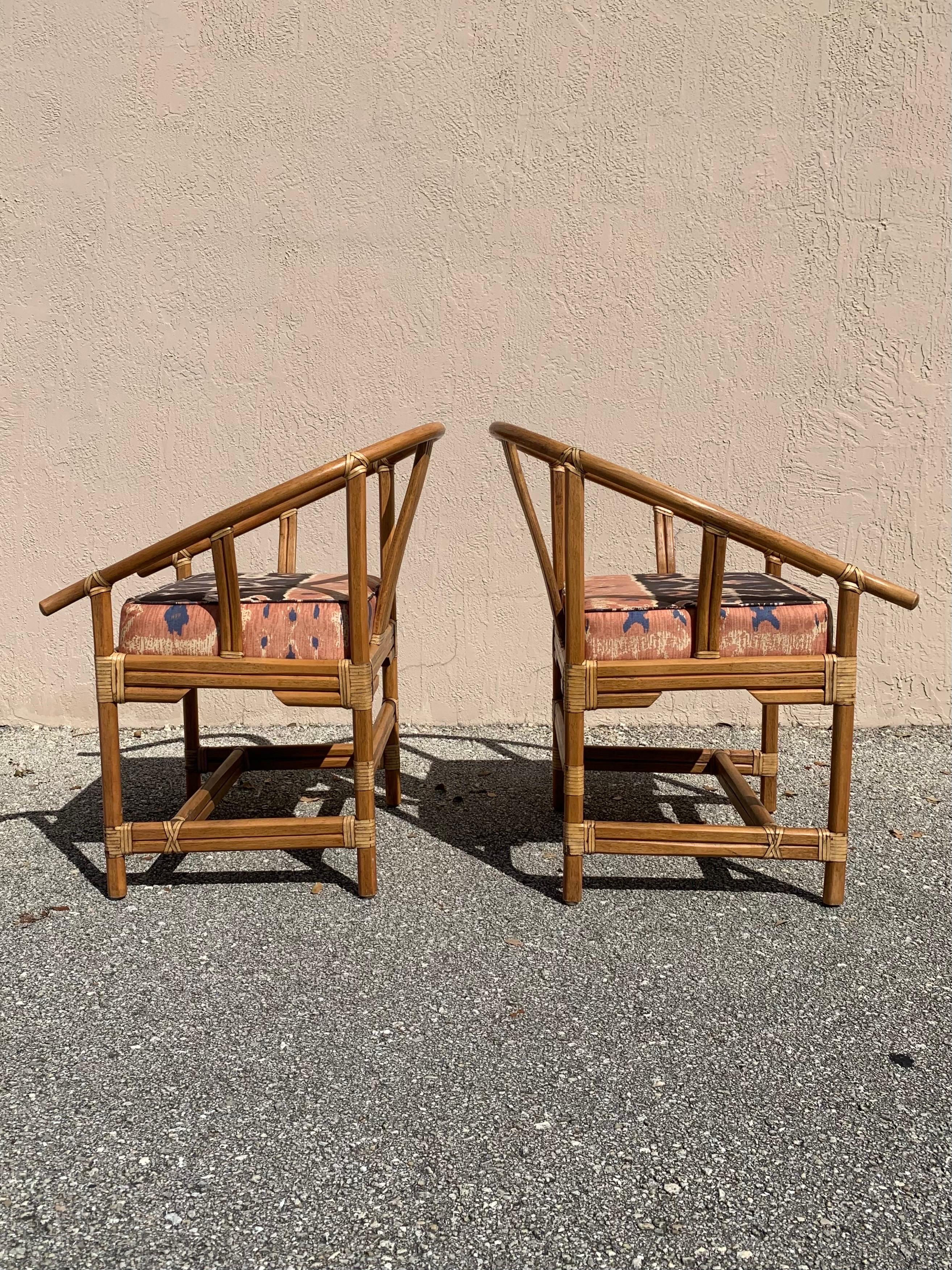 Vintage Organic Modern Chairs by Ficks Reed In Good Condition For Sale In Boynton Beach, FL