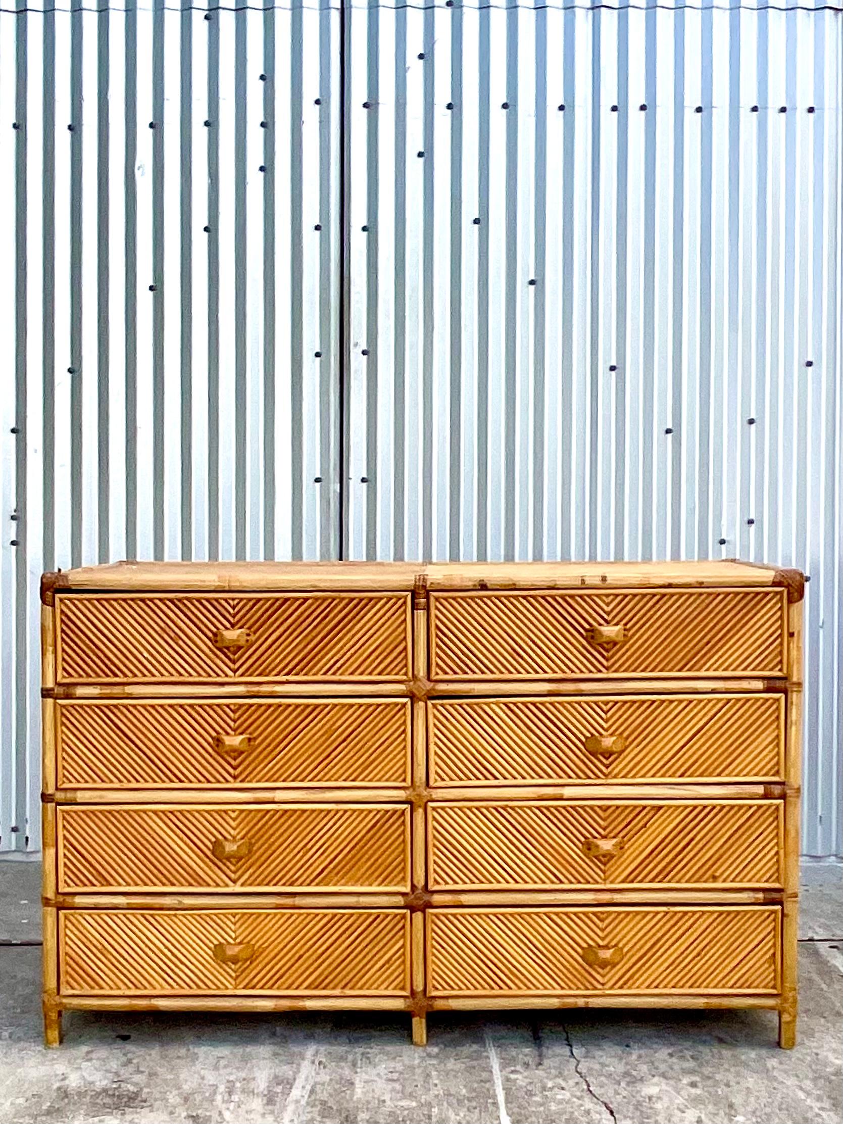 Vintage Organic Modern Chevron Pencil Reed Dresser 4