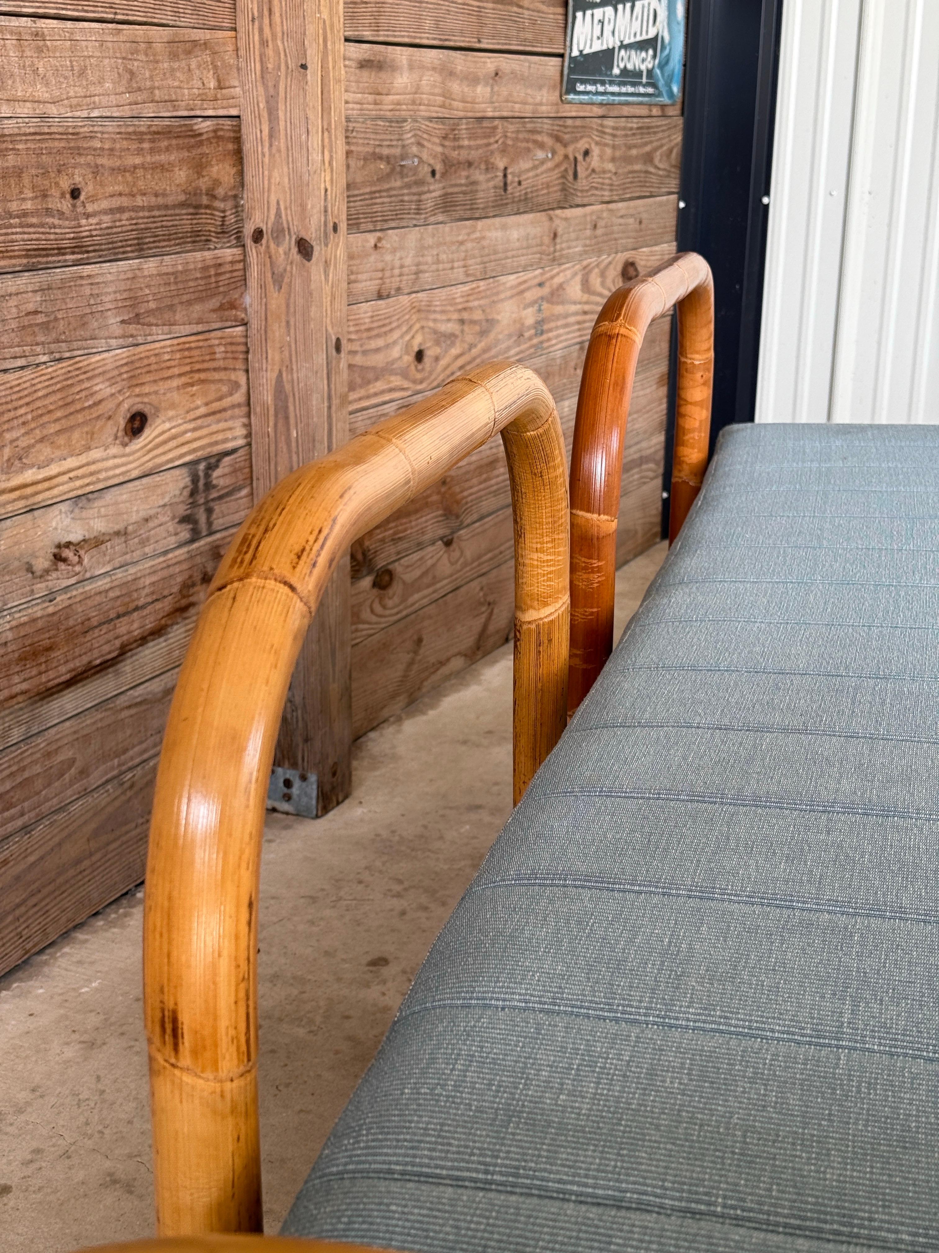 Vintage Organic Modern Coastal Bamboo Rattan Daybeds and or Sofas-Pair For Sale 3
