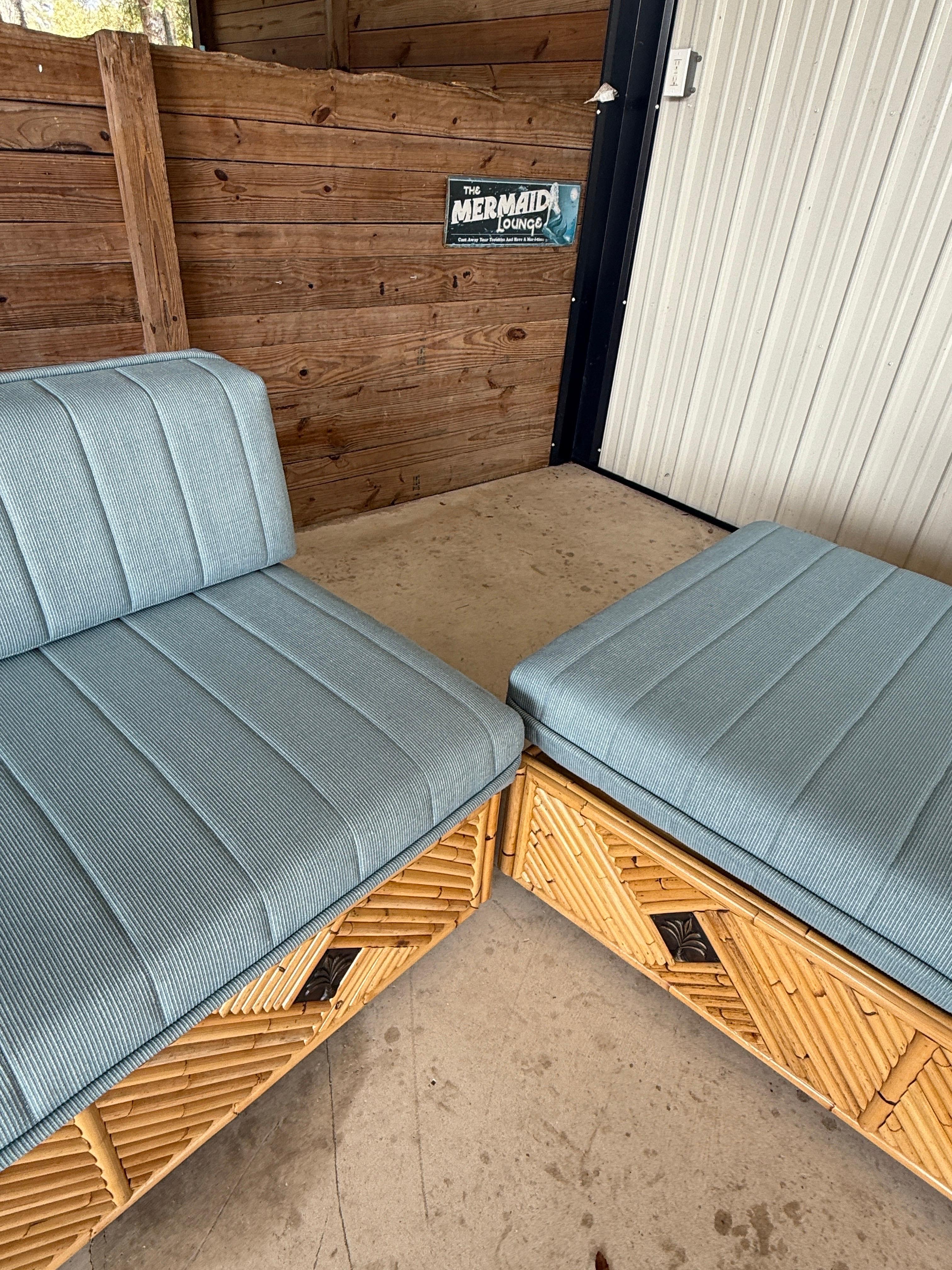 Vintage Organic Modern Coastal Bamboo Rattan Daybeds and or Sofas-Pair For Sale 5