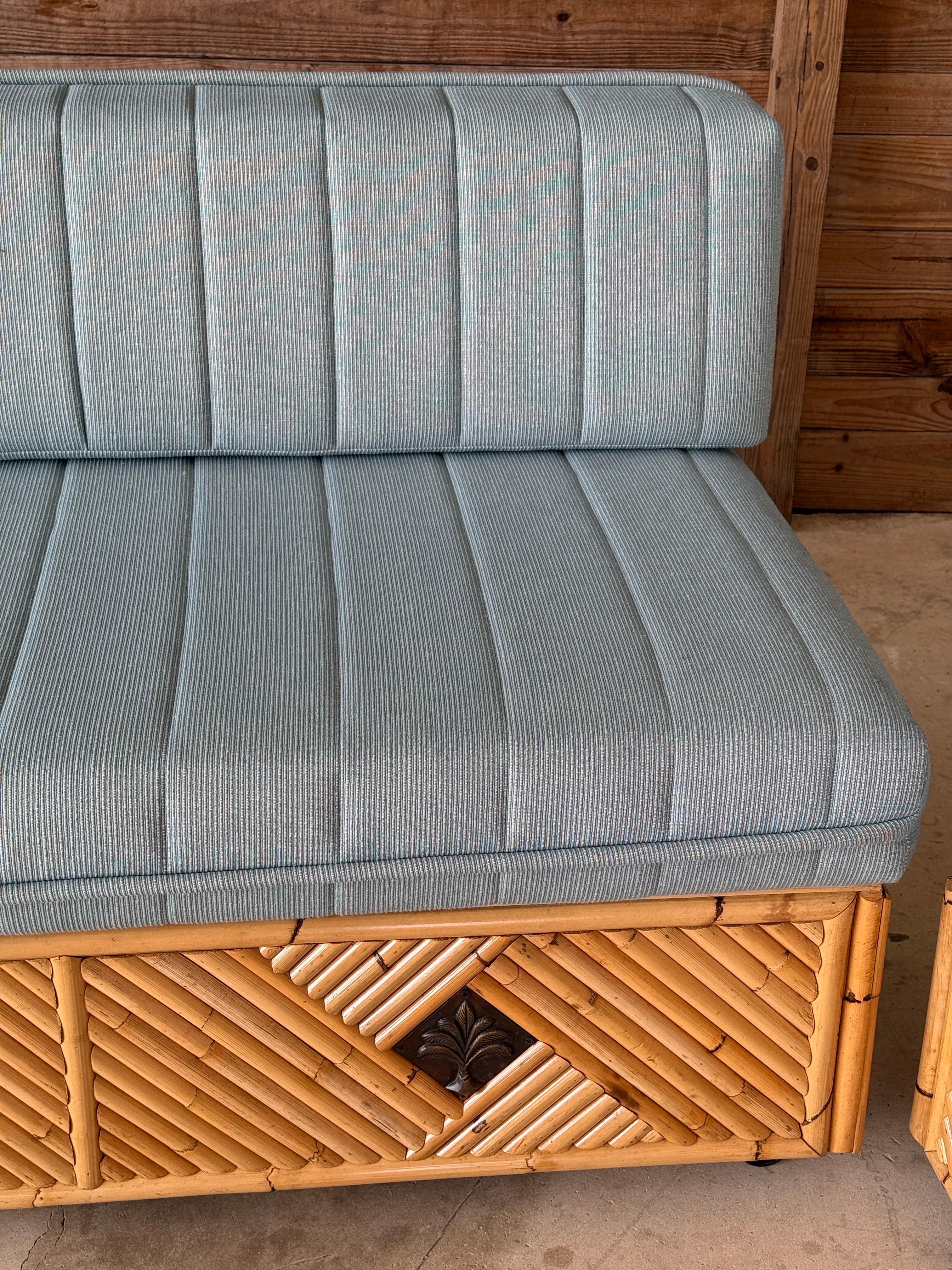 Vintage Organic Modern Coastal Bamboo Rattan Daybeds and or Sofas-Pair For Sale 6