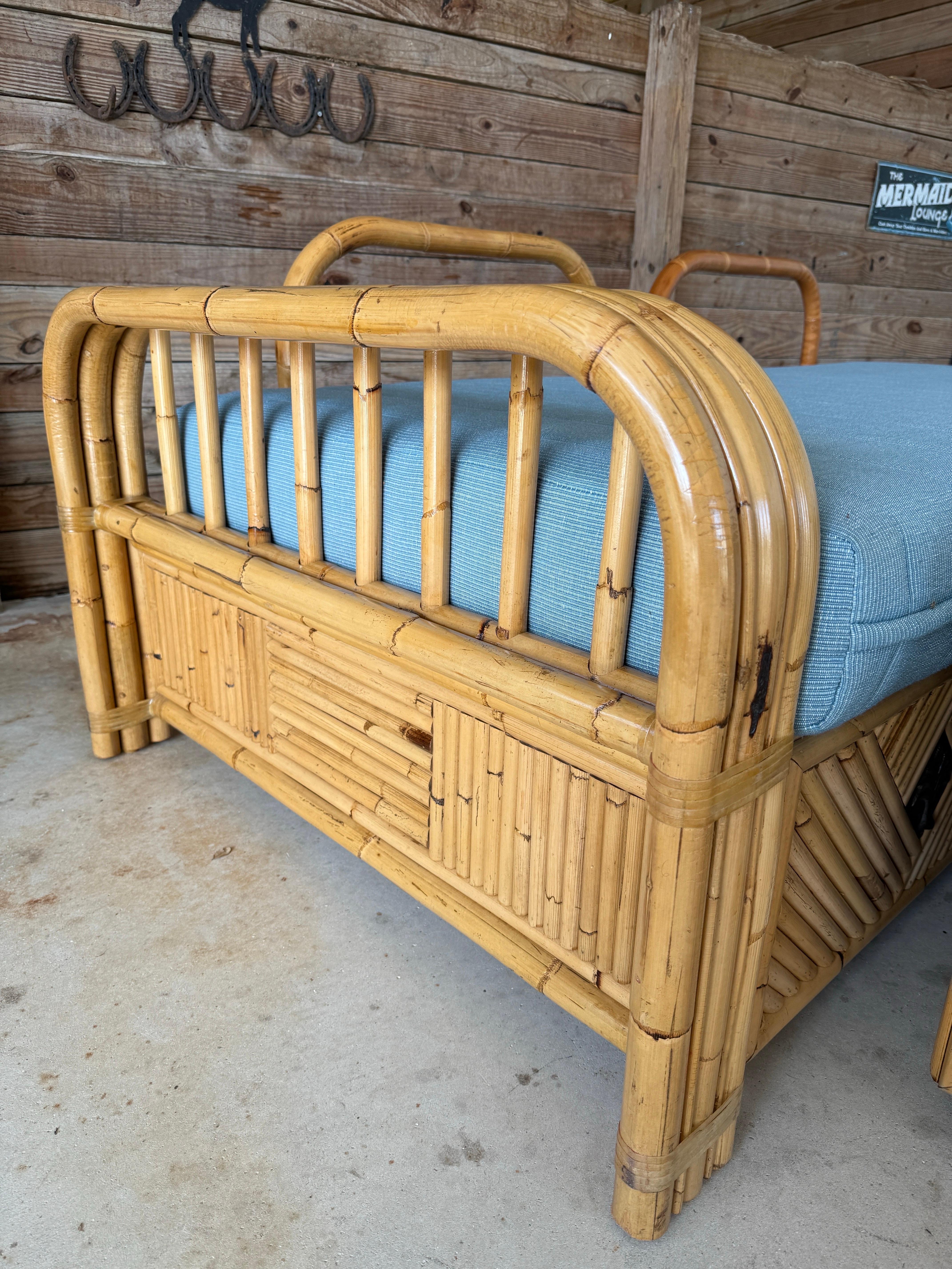 Vintage Organic Modern Coastal Bamboo Rattan Daybeds and or Sofas-Pair For Sale 1
