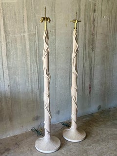 Vintage Organic Modern Coastal Pencil Reed Stehleuchten - ein Paar