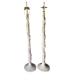 Vintage Organic Modern Coastal Pencil Reed Stehleuchten - ein Paar