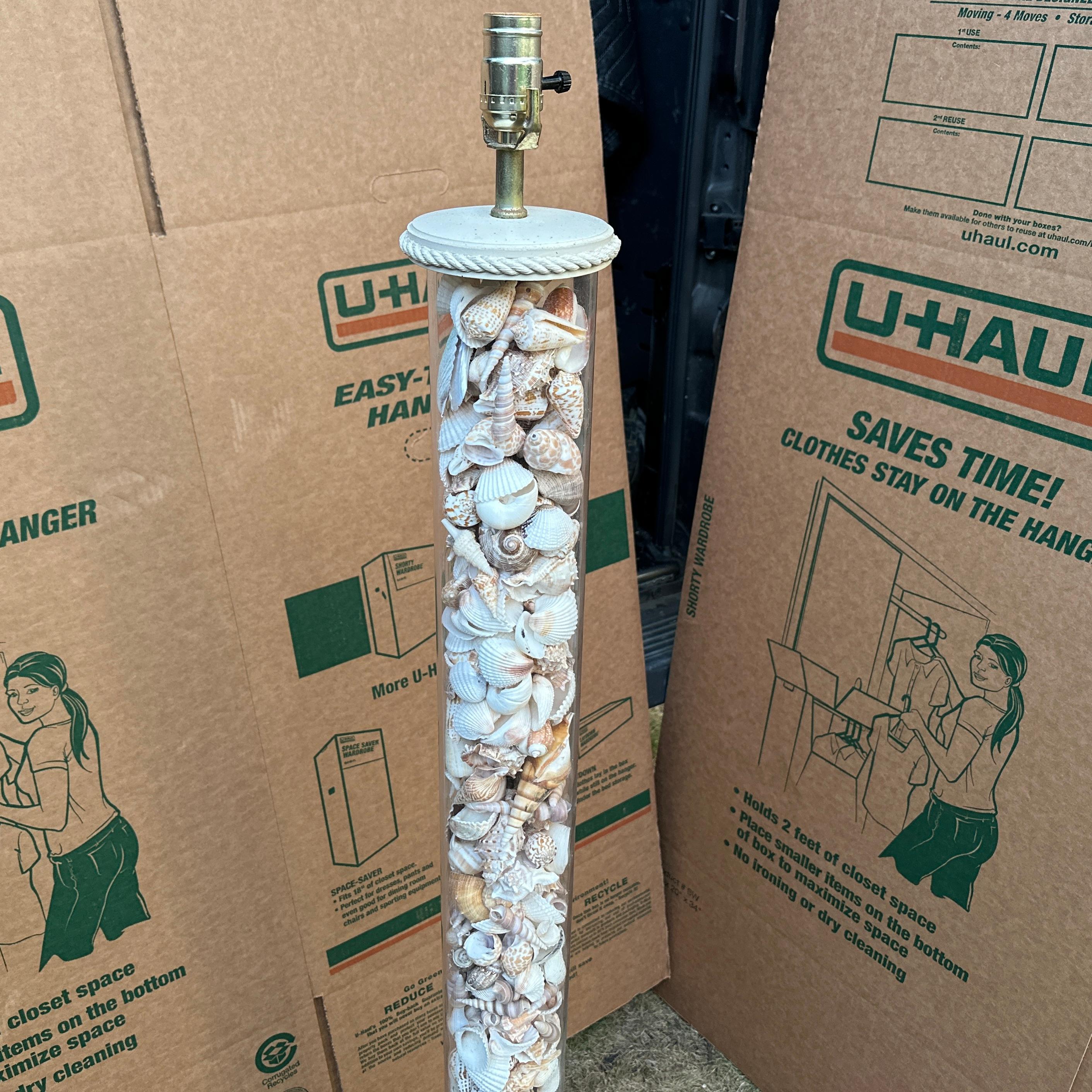 Vintage Organic Modern Coastal Style Seashell Filled Lucite Floor Lamp For Sale 5
