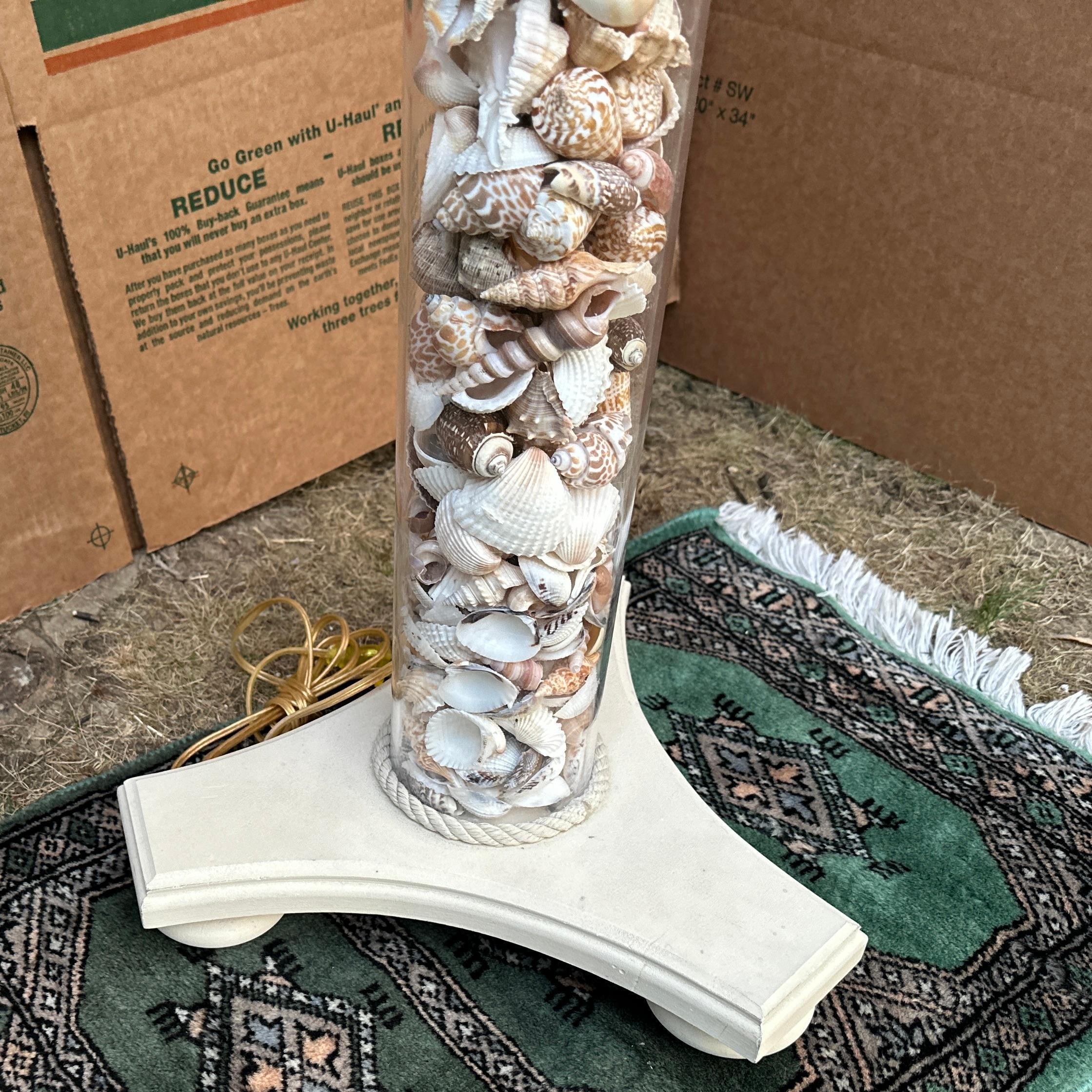 Vintage Organic Modern Coastal Style Seashell Filled Lucite Floor Lamp For Sale 6