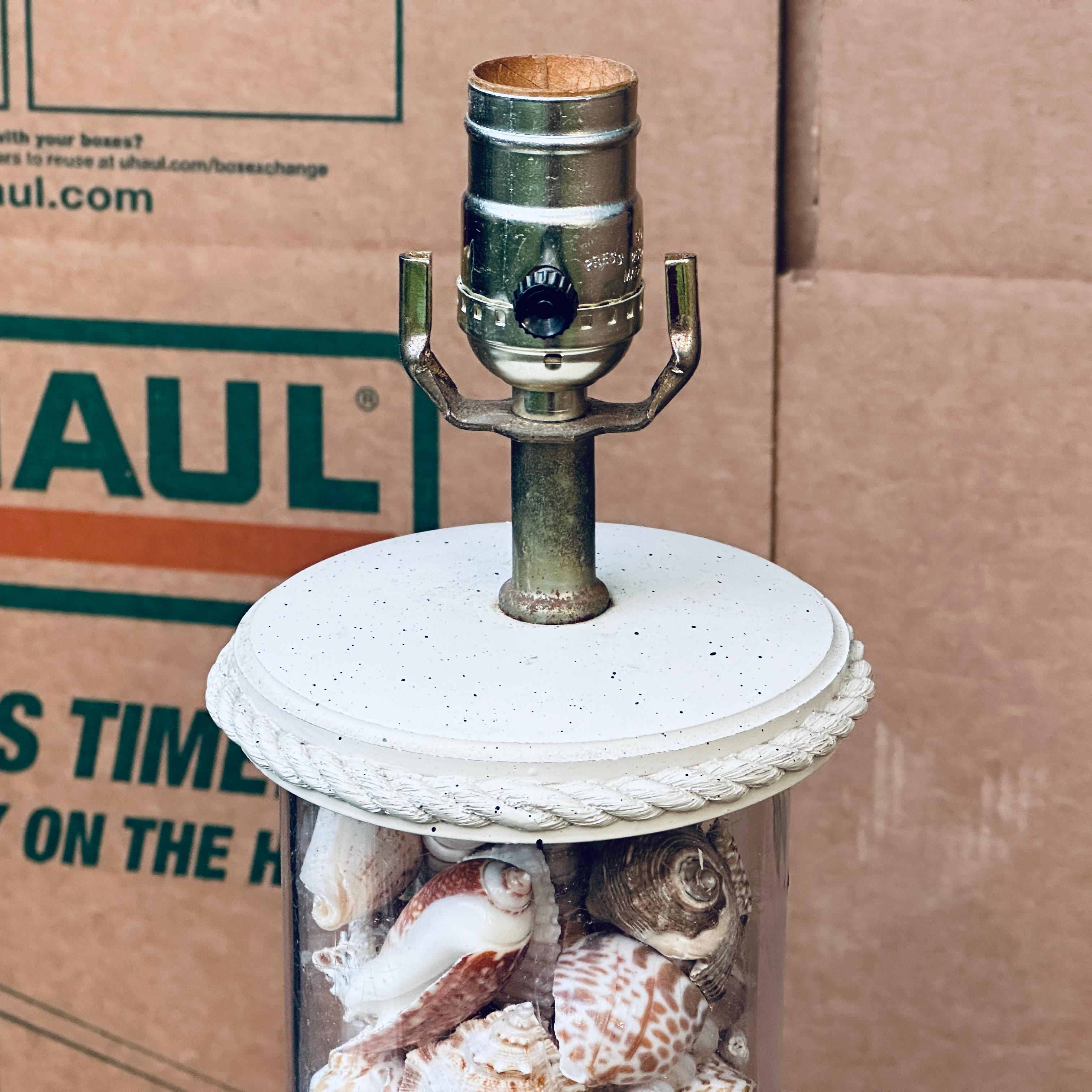 American Vintage Organic Modern Coastal Style Seashell Filled Lucite Floor Lamp For Sale