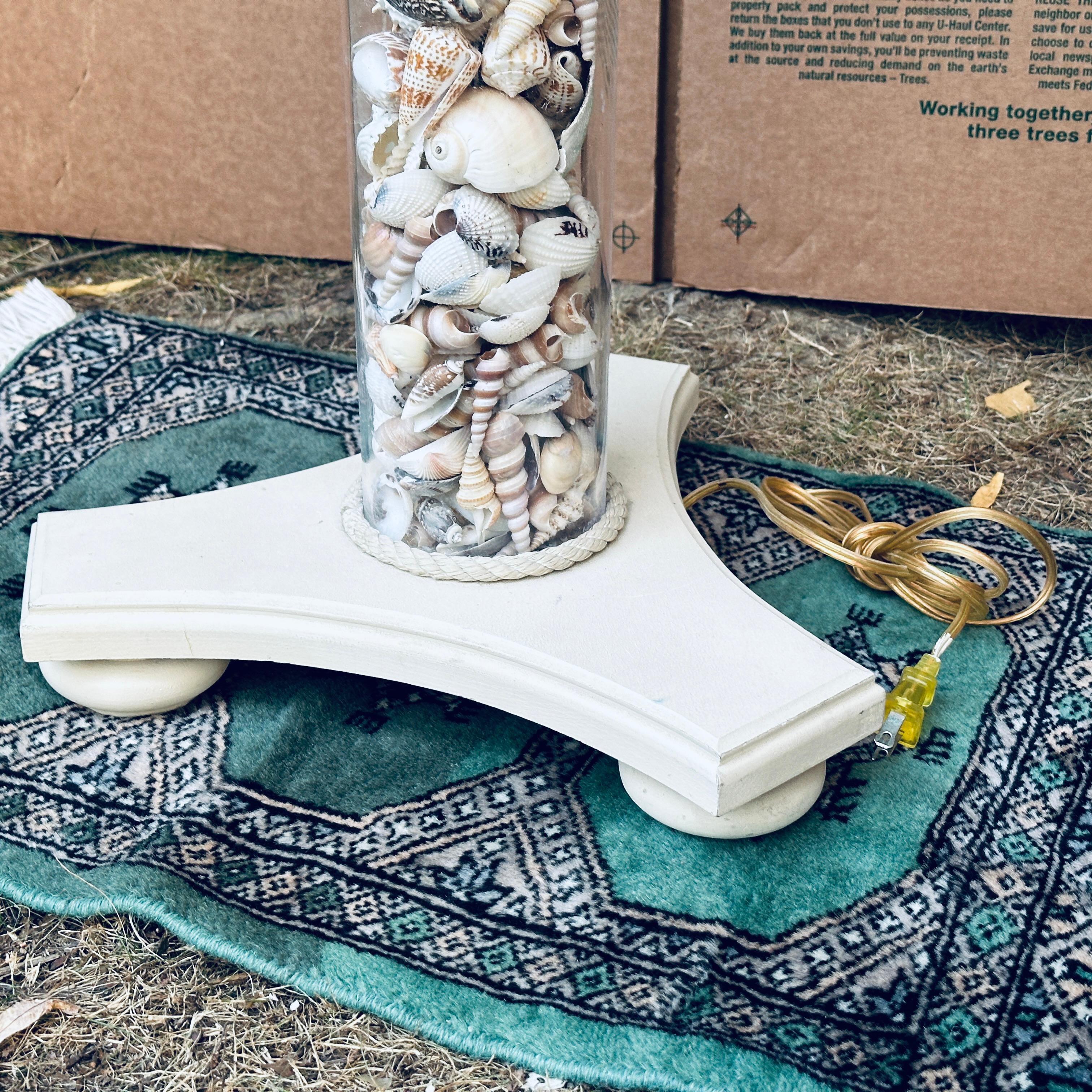 Vintage Organic Modern Coastal Style Seashell Filled Lucite Floor Lamp For Sale 2