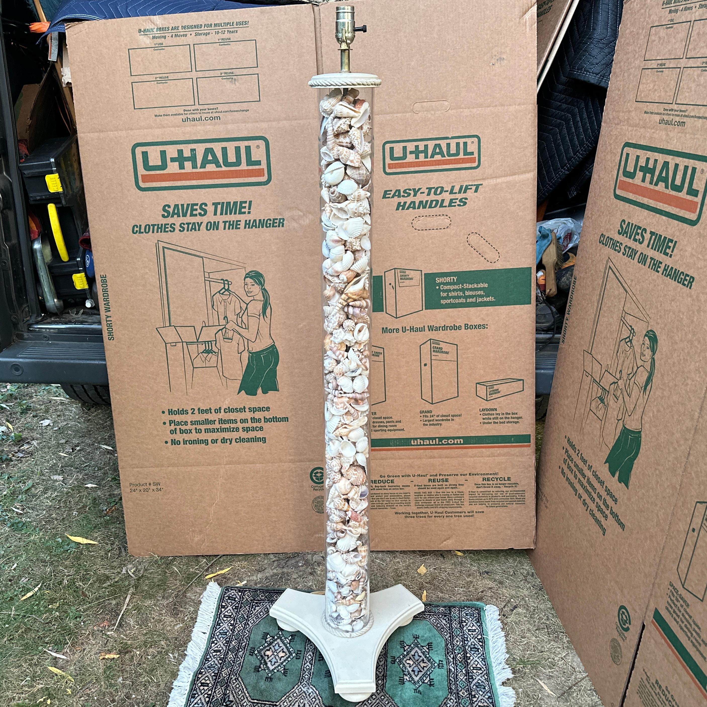 Vintage Organic Modern Coastal Style Seashell Filled Lucite Floor Lamp For Sale 3
