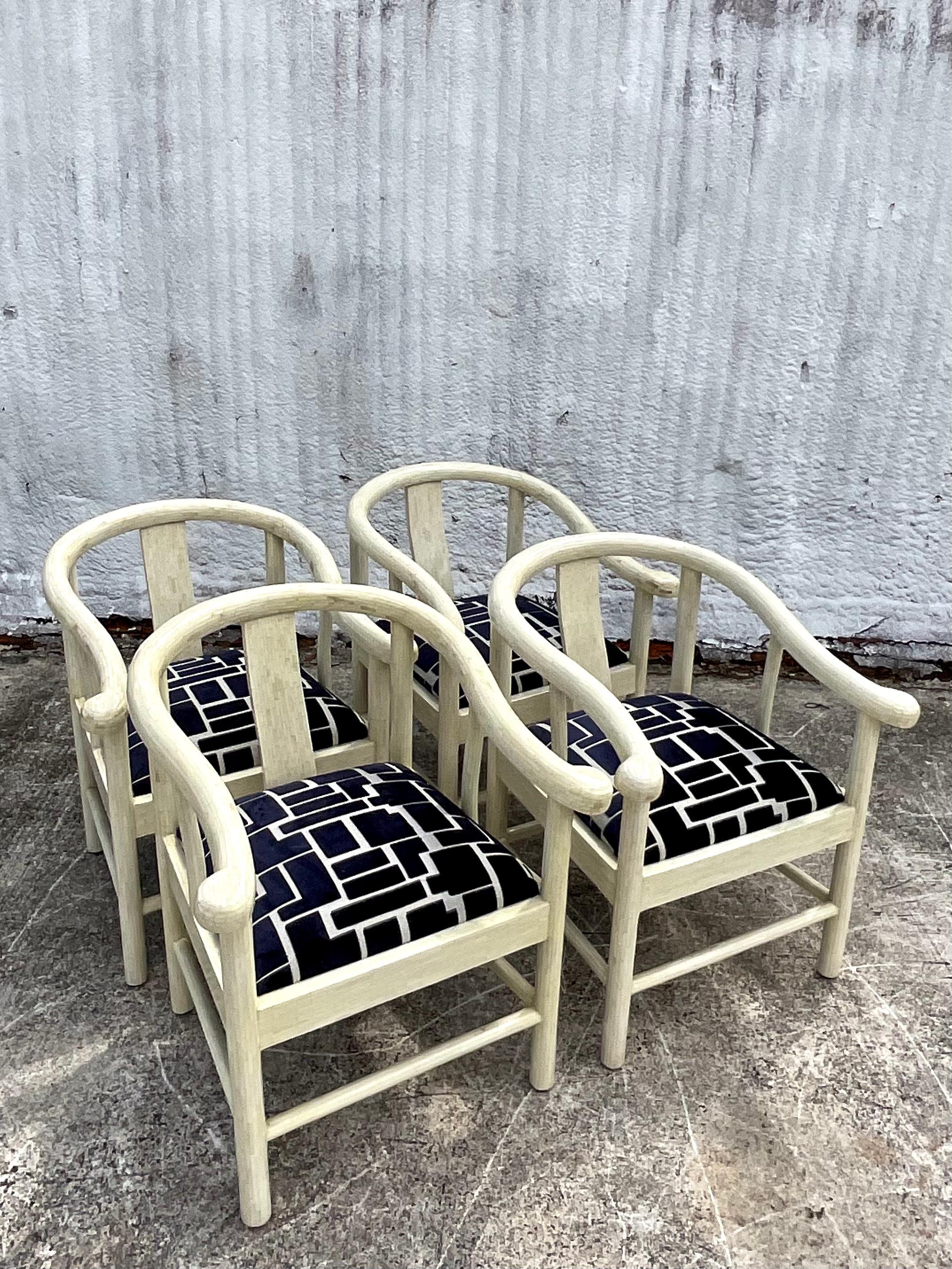 Vintage Organic Modern Enrique Garcel Tessellated Bone Dining Chairs, Set of 4 8