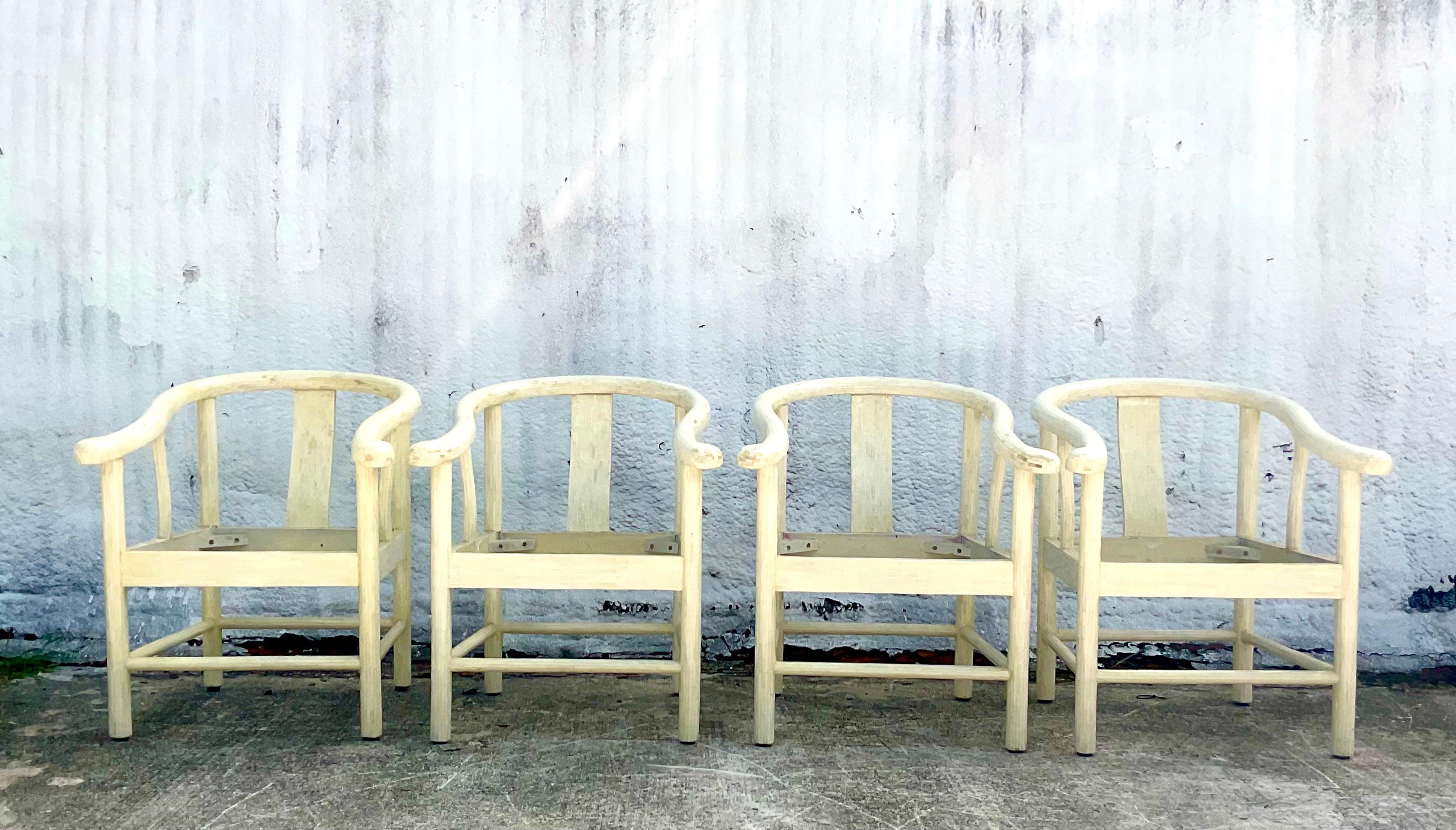 Vintage Organic Modern Enrique Garcel Tessellated Bone Dining Chairs, Set of 4 11