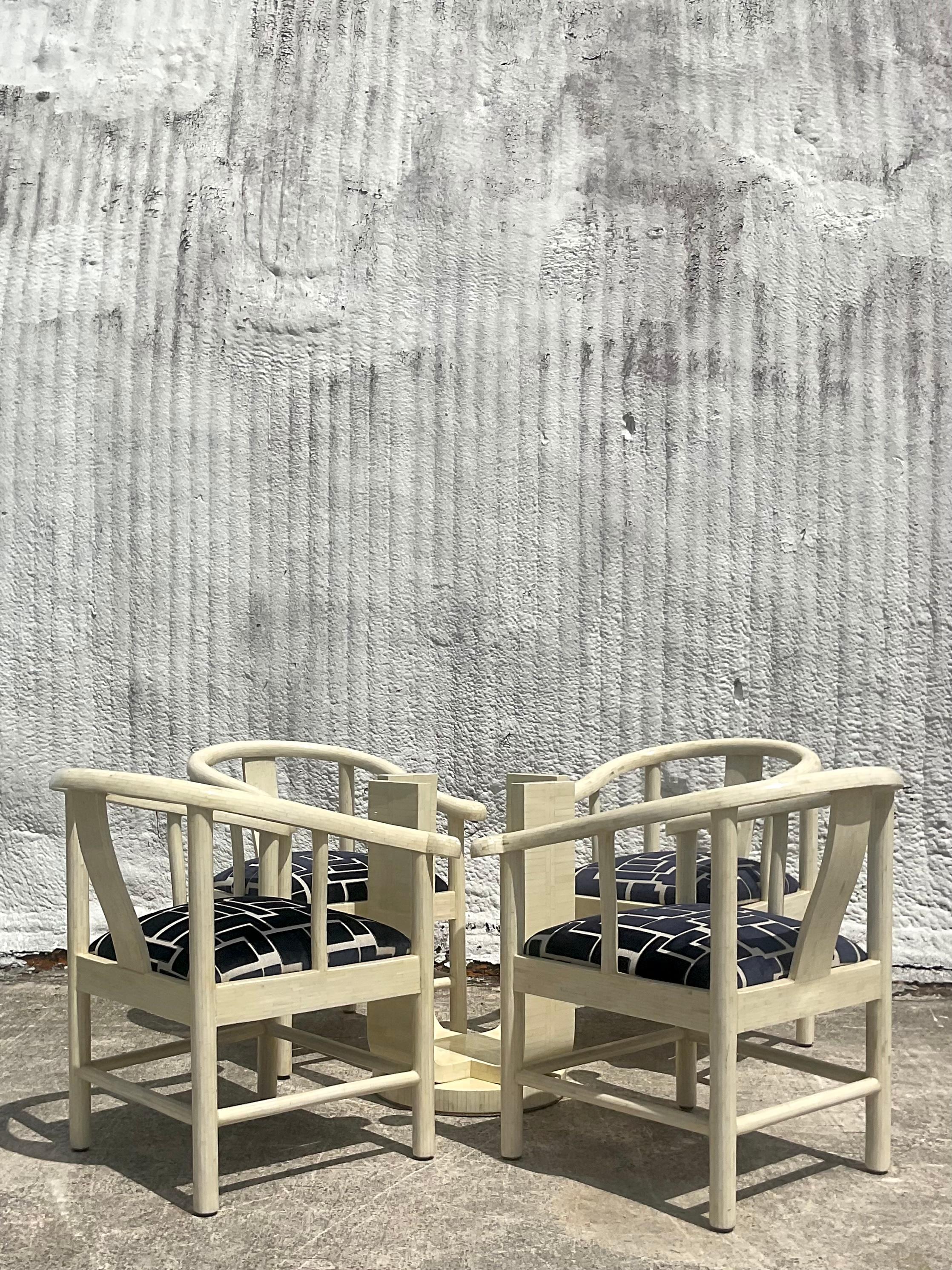 Vintage Organic Modern Enrique Garcel Tessellated Bone Dining Chairs, Set of 4 3