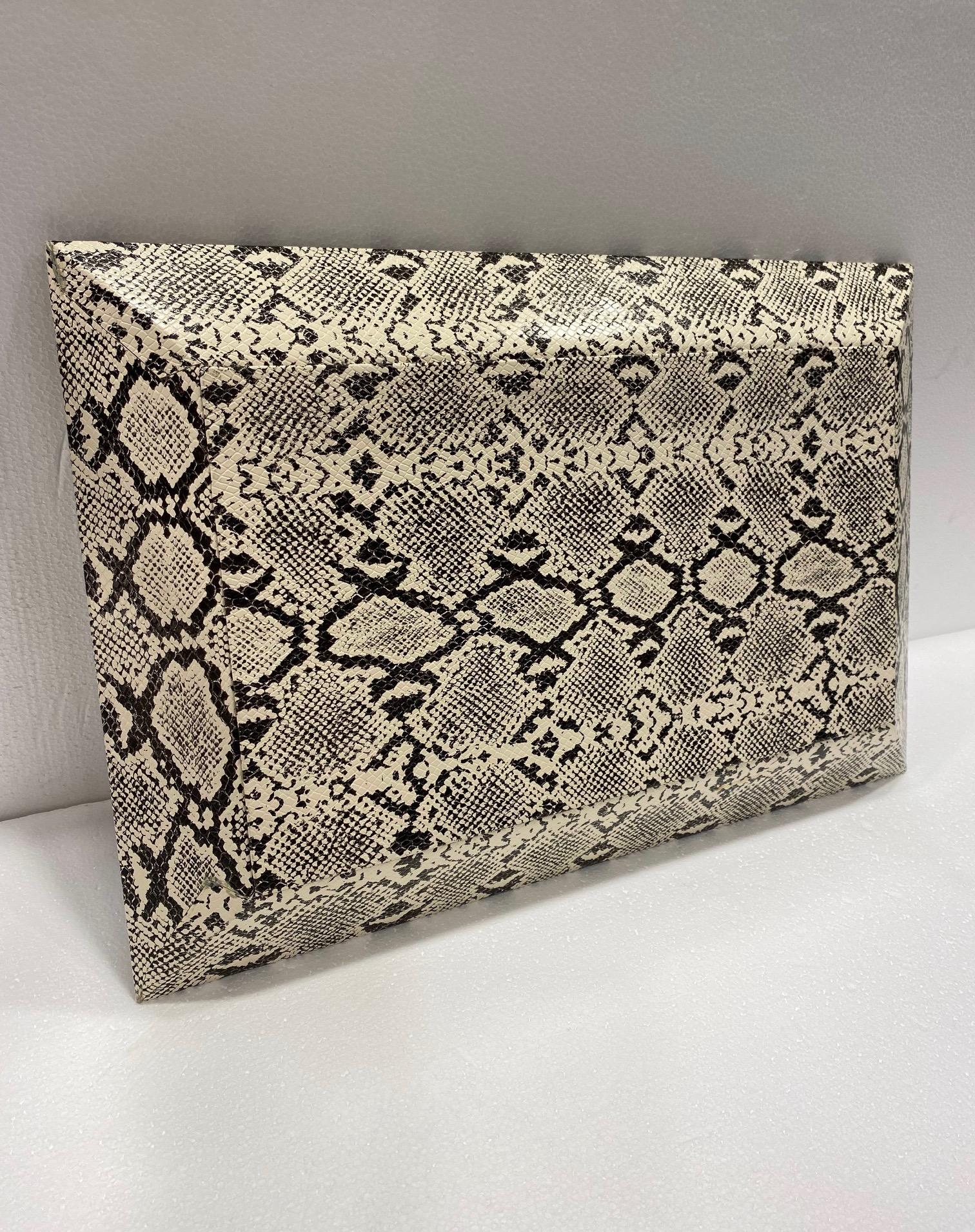 Vintage Organic Modern Faux Python Leather Tray in Ivory and Black, circa 2010 1