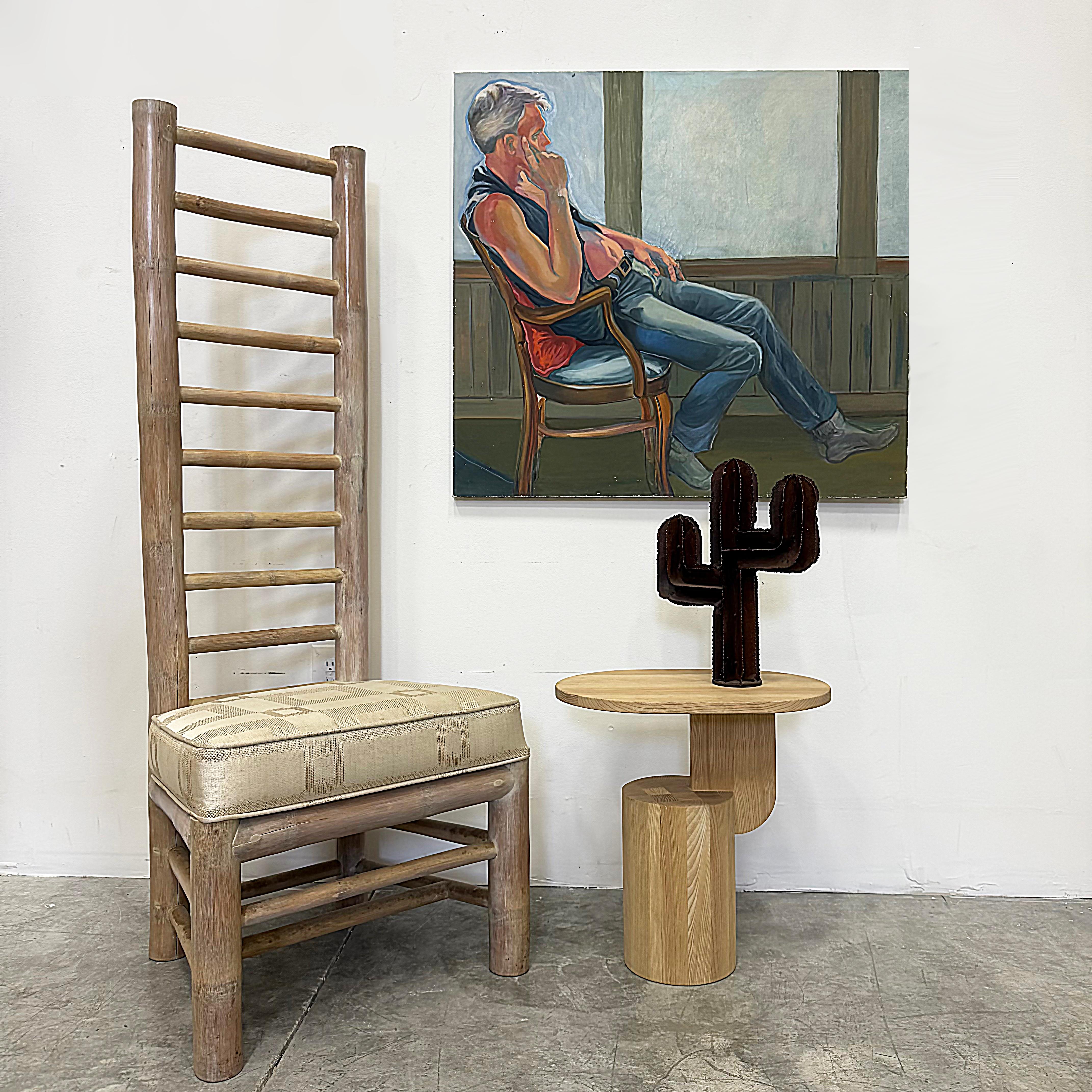 Vintage Organic Modern Overscale Ladderback Chair Antonio, Budji Layug Style

Offered for sale is a 1980s oversized bamboo look accent ladder back chair created in the  Antonio Budji Layug style.  This substantial chair has a nice finish and a thick