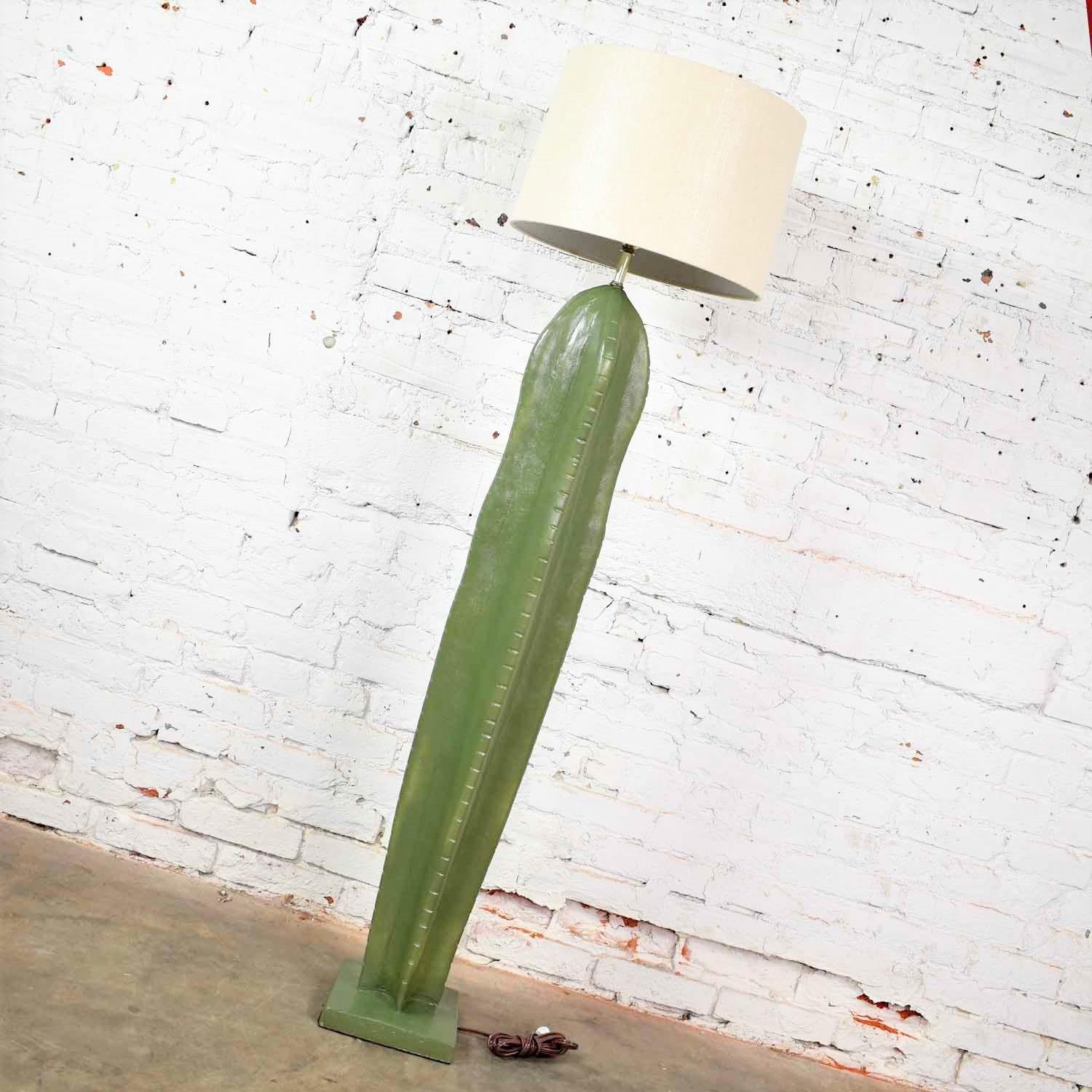Vintage Organic Modern Plaster Faux Cactus Floor Lamp by Alsy 2