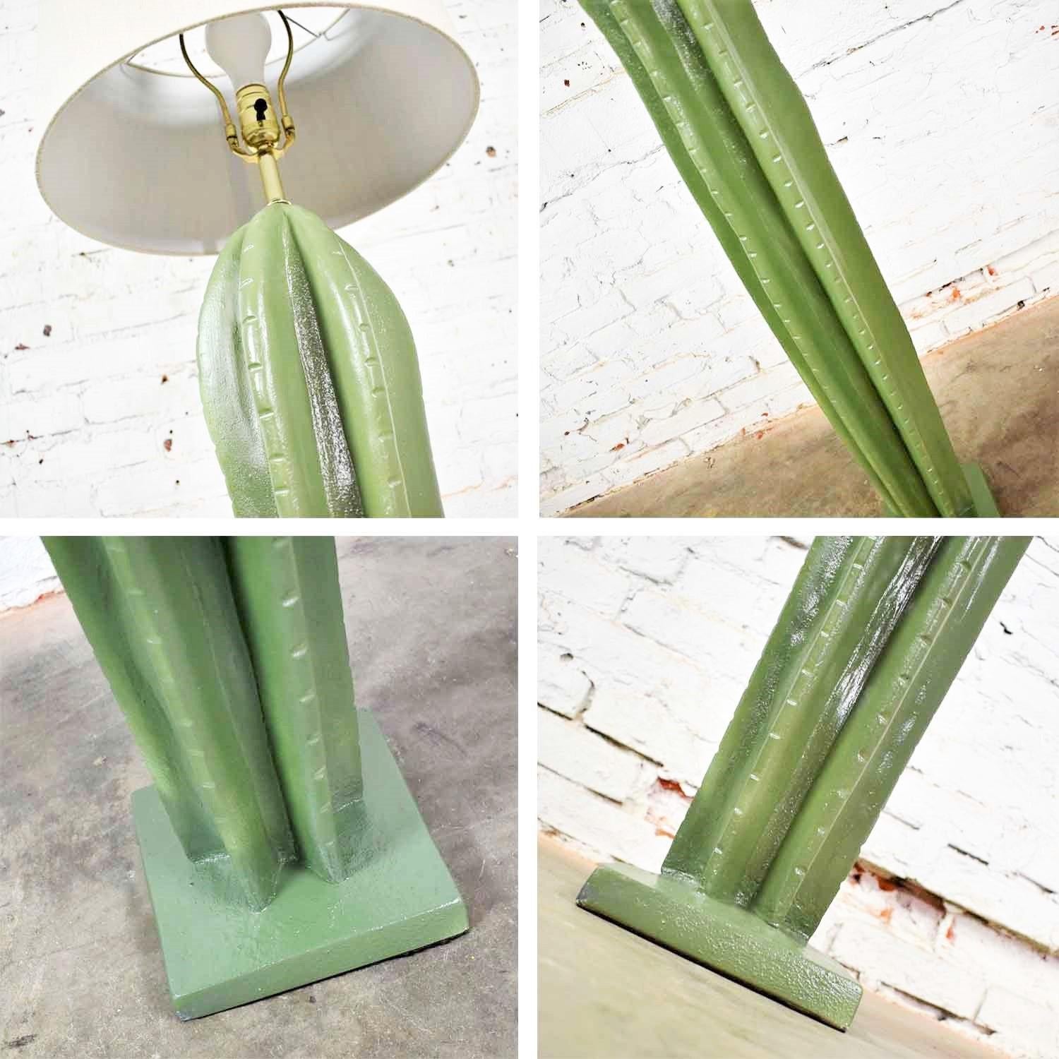 Vintage Organic Modern Plaster Faux Cactus Floor Lamp by Alsy 4