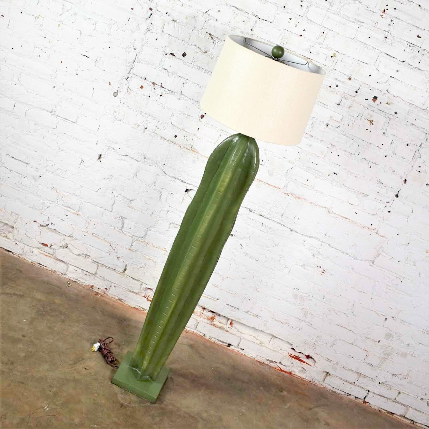 Vintage Organic Modern Plaster Faux Cactus Floor Lamp by Alsy In Good Condition In Topeka, KS