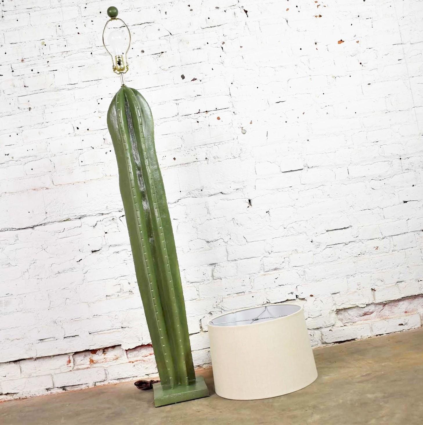 Vintage Organic Modern Plaster Faux Cactus Floor Lamp by Alsy 1