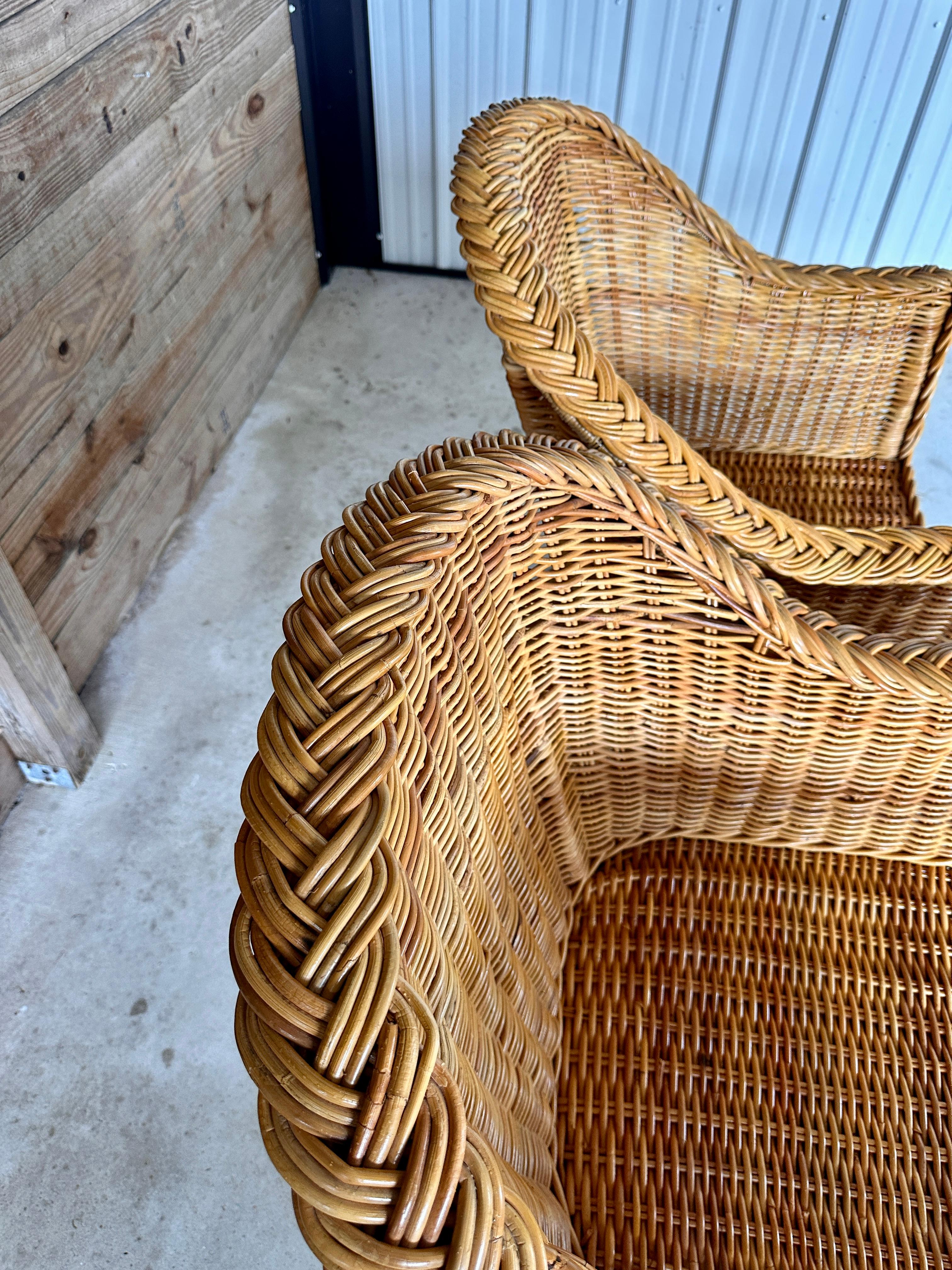 Vintage Organic Modern Rattan Braid Side Chairs by Michael Taylor 6