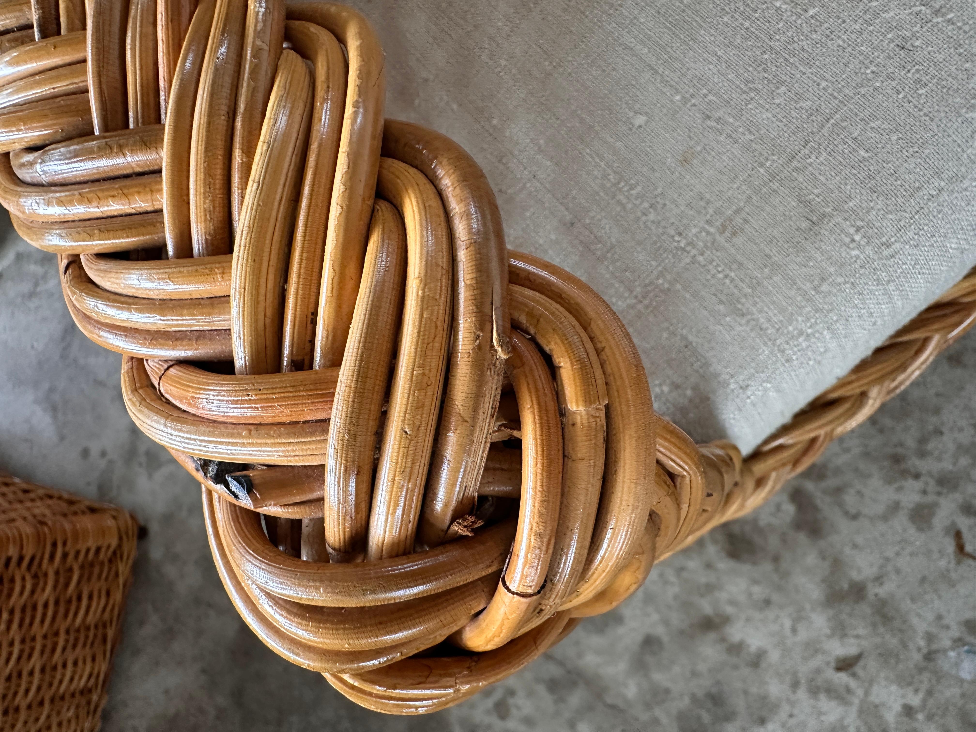 Vintage Organic Modern Rattan Braid Side Chairs by Michael Taylor 8