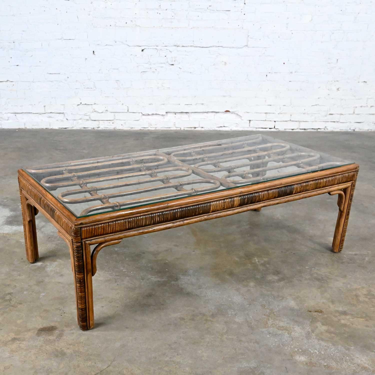 Vintage Organic Modern Rattan Coffee Table & Side Table Style Ficks Reed, Pair For Sale 6