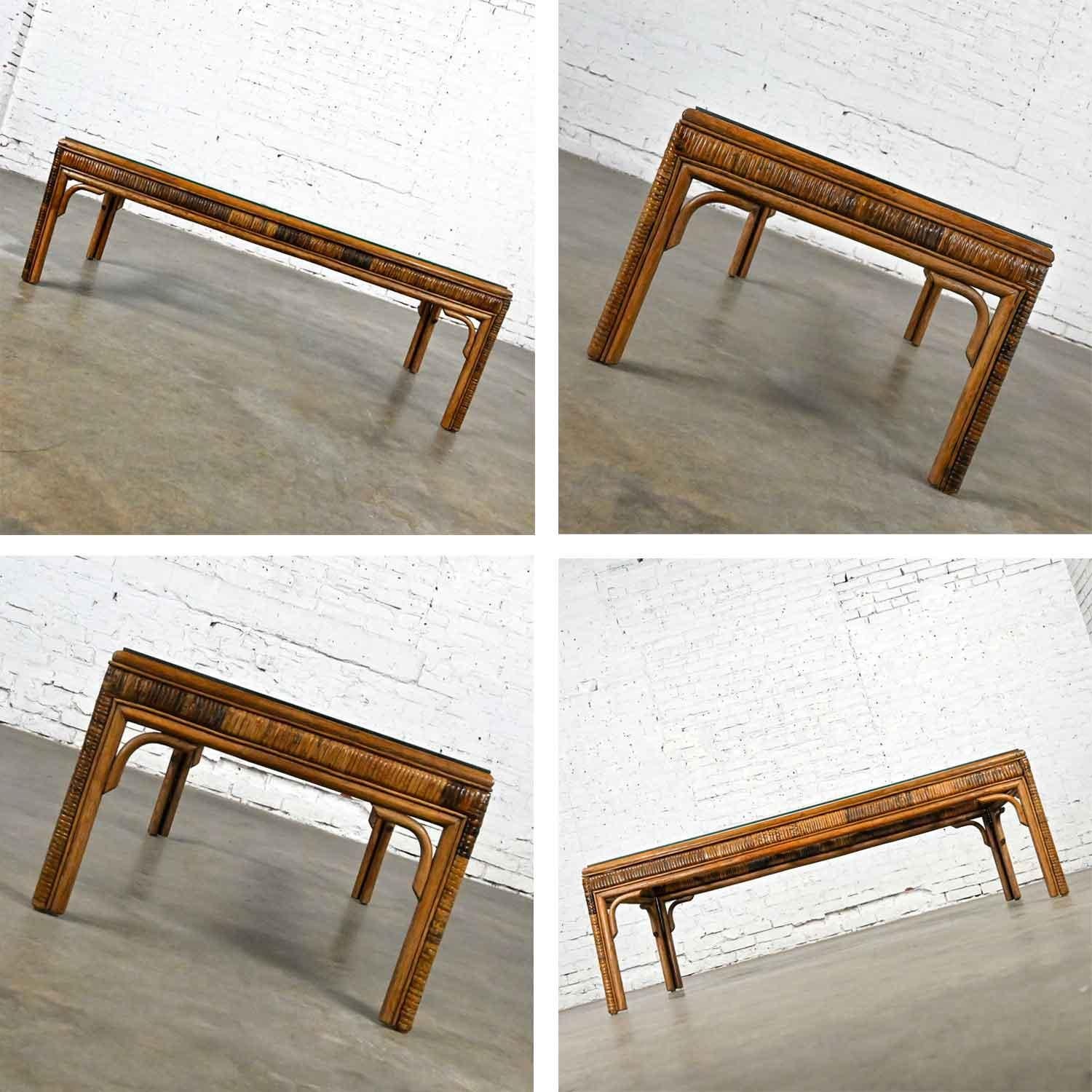 Vintage Organic Modern Rattan Coffee Table & Side Table Style Ficks Reed, Pair For Sale 6