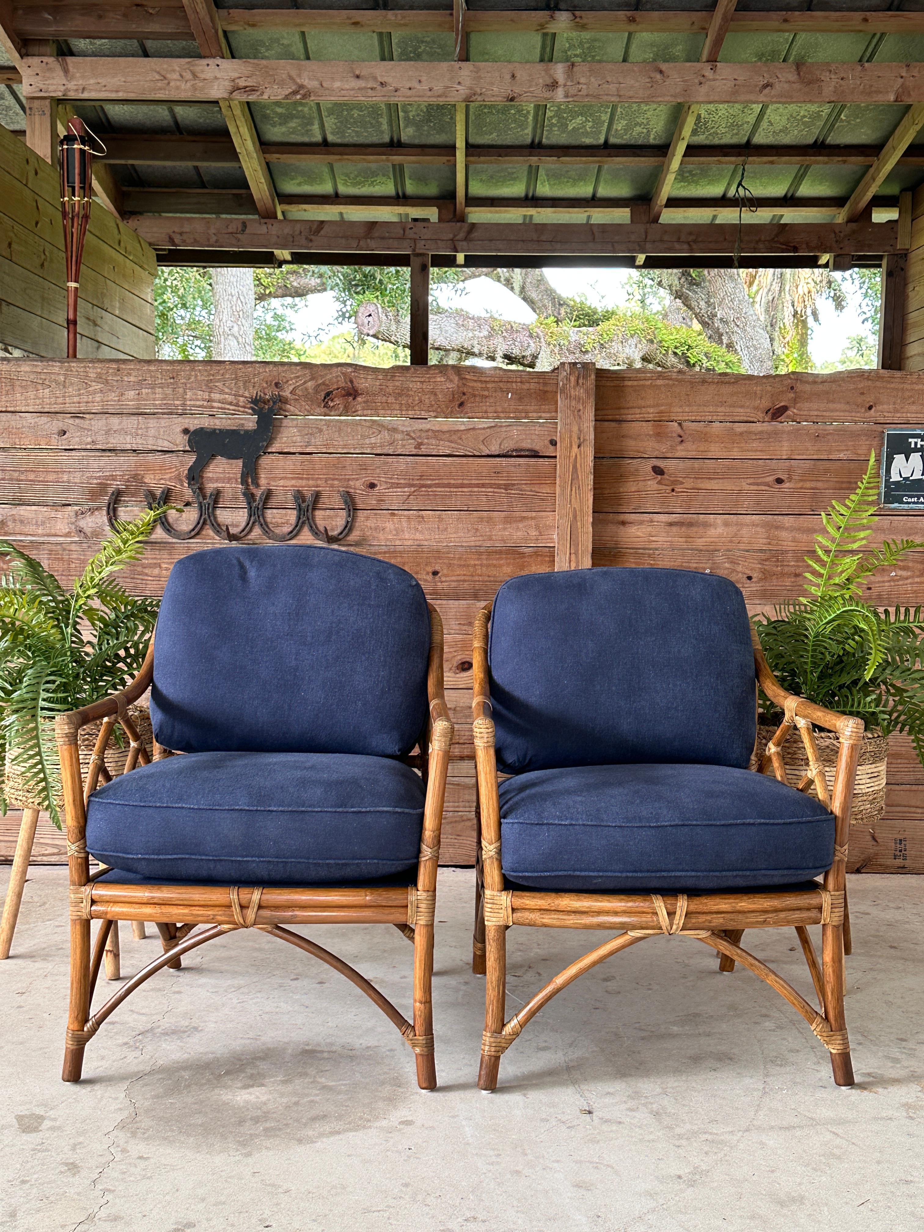 Vintage Organic Modern restaurato Rattan Cathedral Back Lounge Chair by McGuire 2 in vendita 4