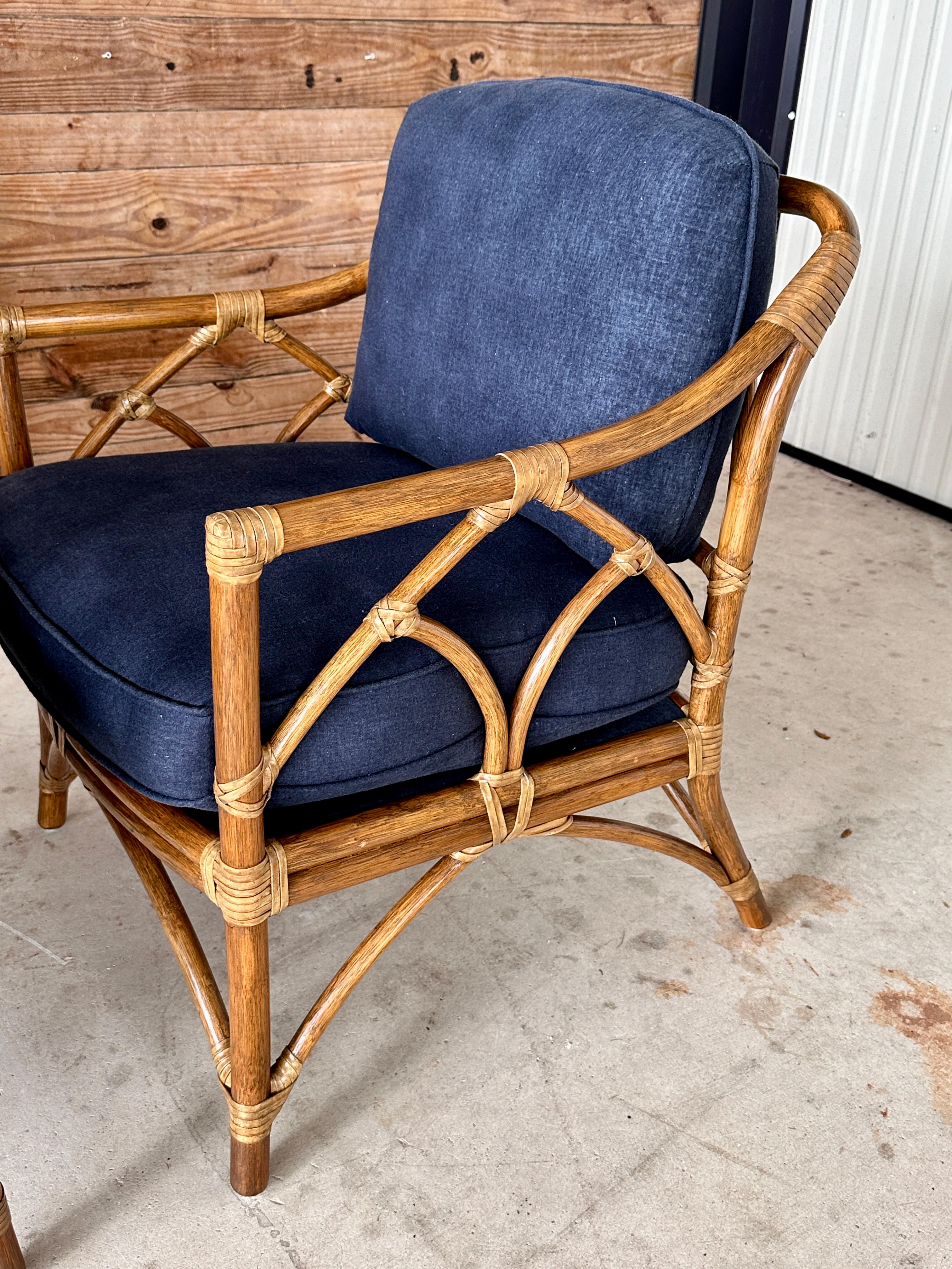 Americano Vintage Organic Modern restaurato Rattan Cathedral Back Lounge Chair by McGuire 2 in vendita