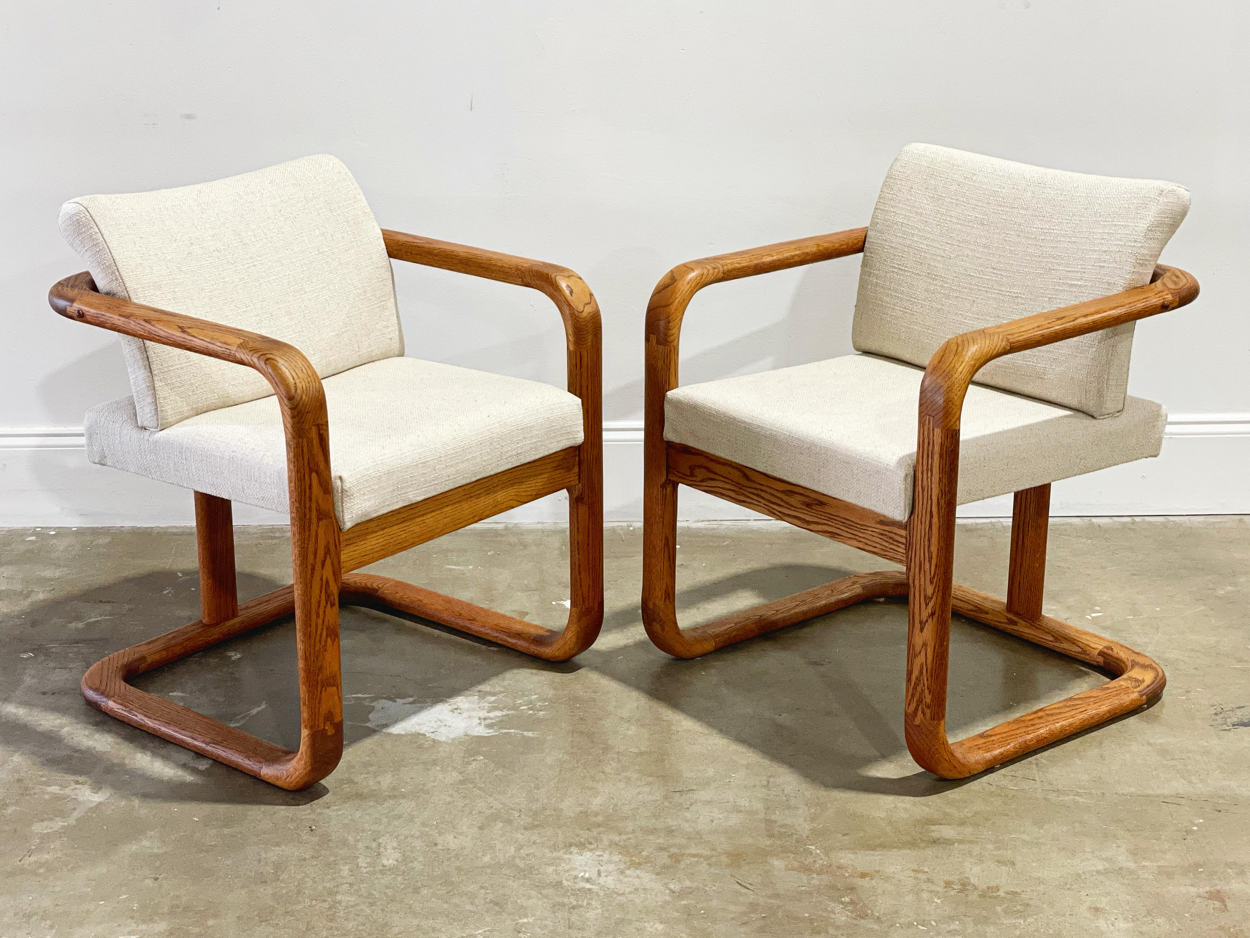 Late 20th Century Vintage Organic Modern Sculpted Oak Dining Chairs - Set of Six - Lou Hodges