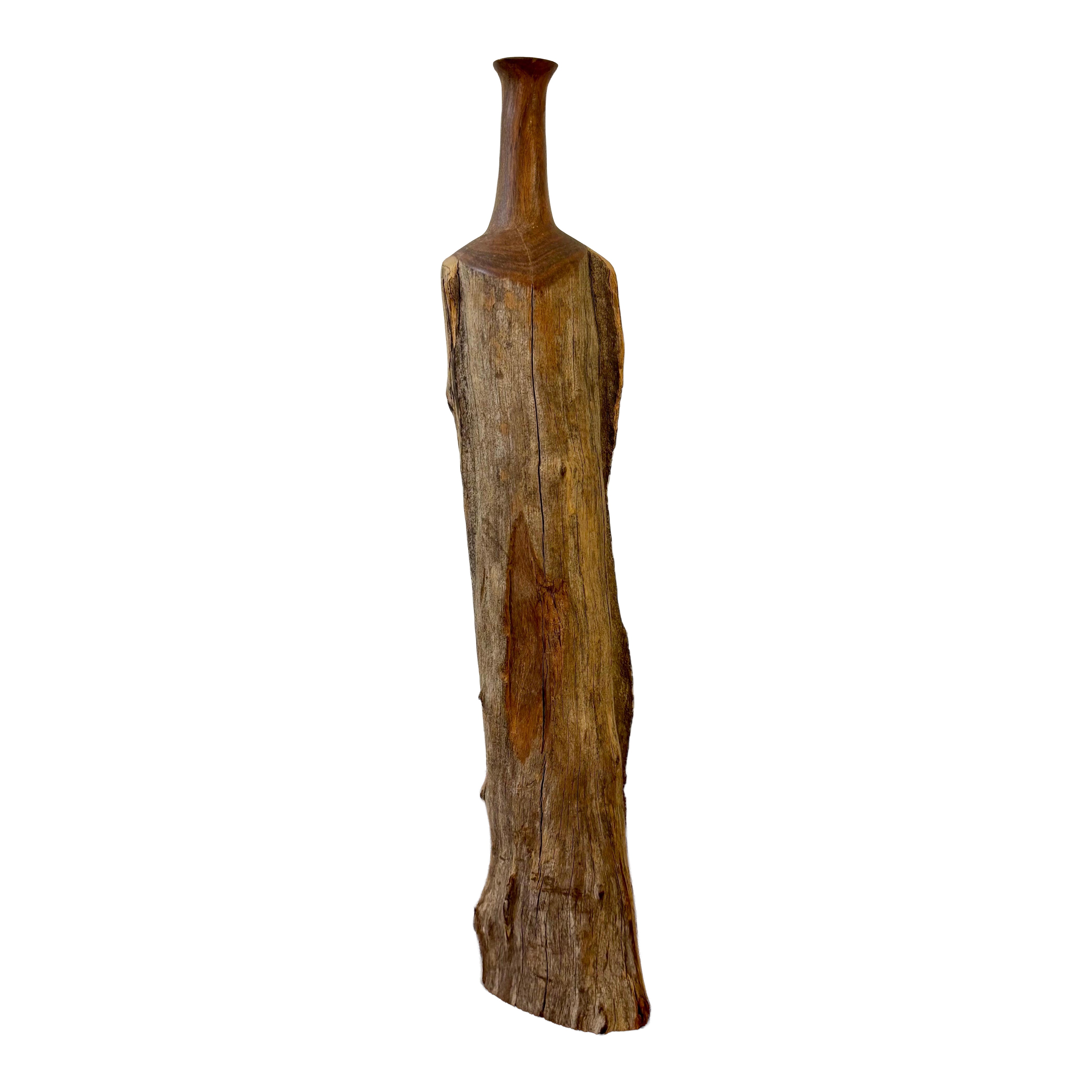 Vintage Organic Modern Sculptural Wood Vase, 1970s