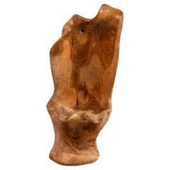 Used Organic Modern Solid Teak Burlwood Planter Sculpture