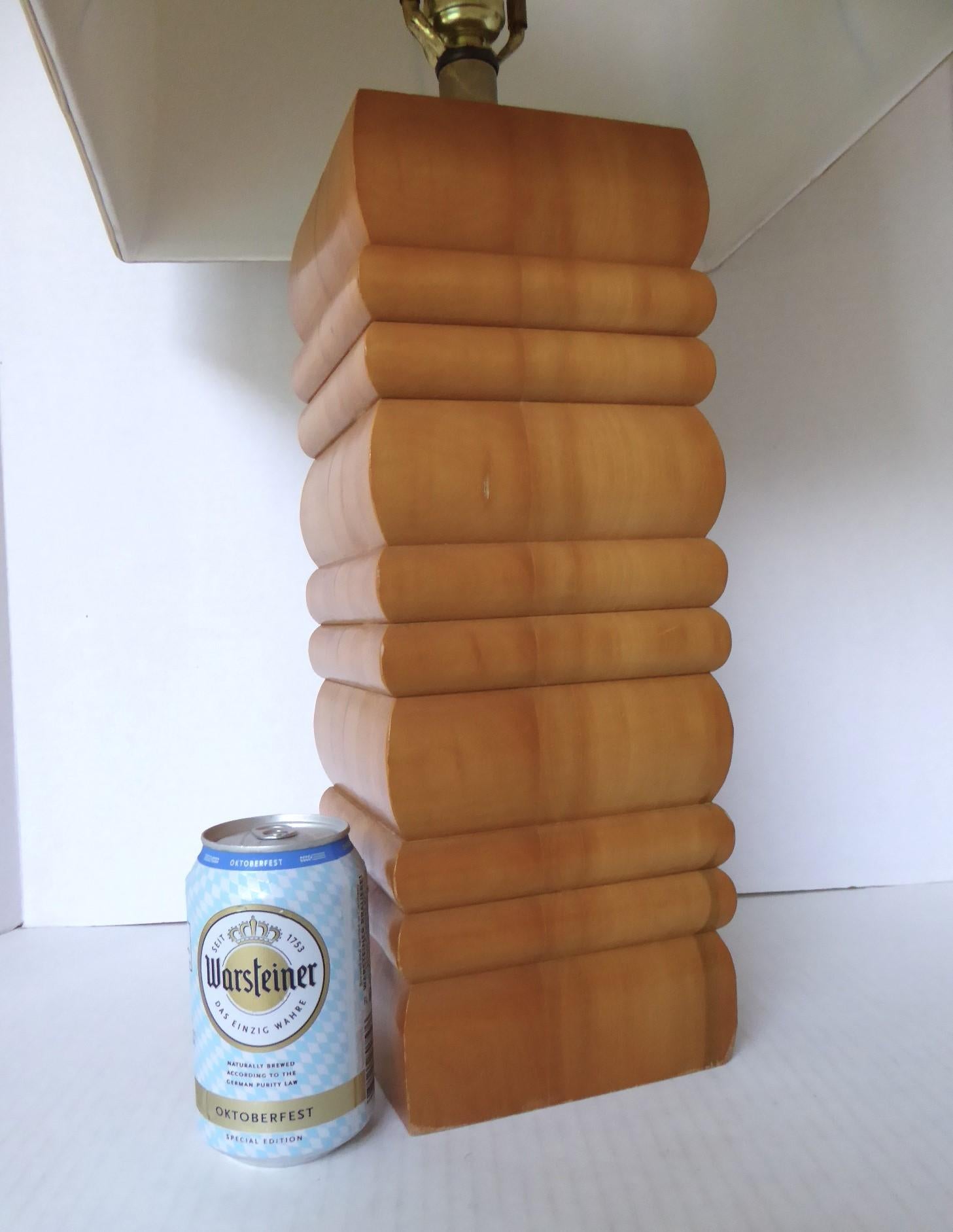 Vintage Organic Modern Stacked Wood Mid Century Table Lamp 1960s For Sale 5