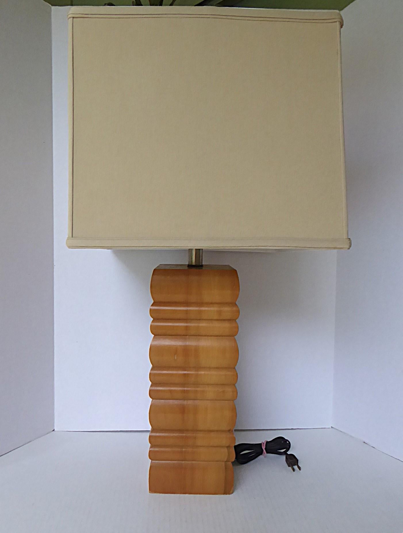 Vintage Organic Modern Stacked Wood Mid Century Table Lamp 1960s For Sale 6