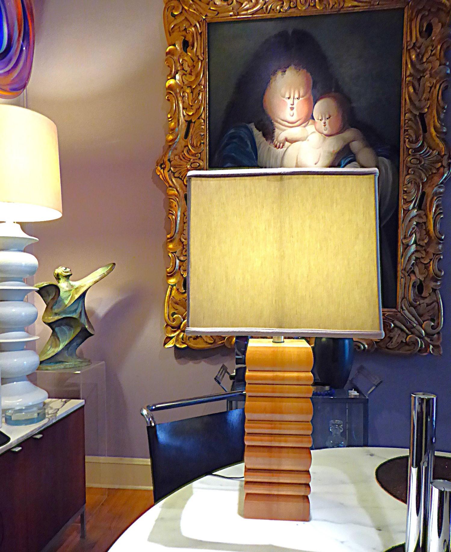 Vintage Organic Modern Stacked Wood Mid Century Table Lamp 1960s For Sale 7