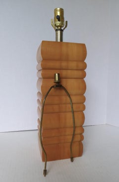 Vintage Organic Modern Stacked Wood Mid Century Table Lamp 1960s