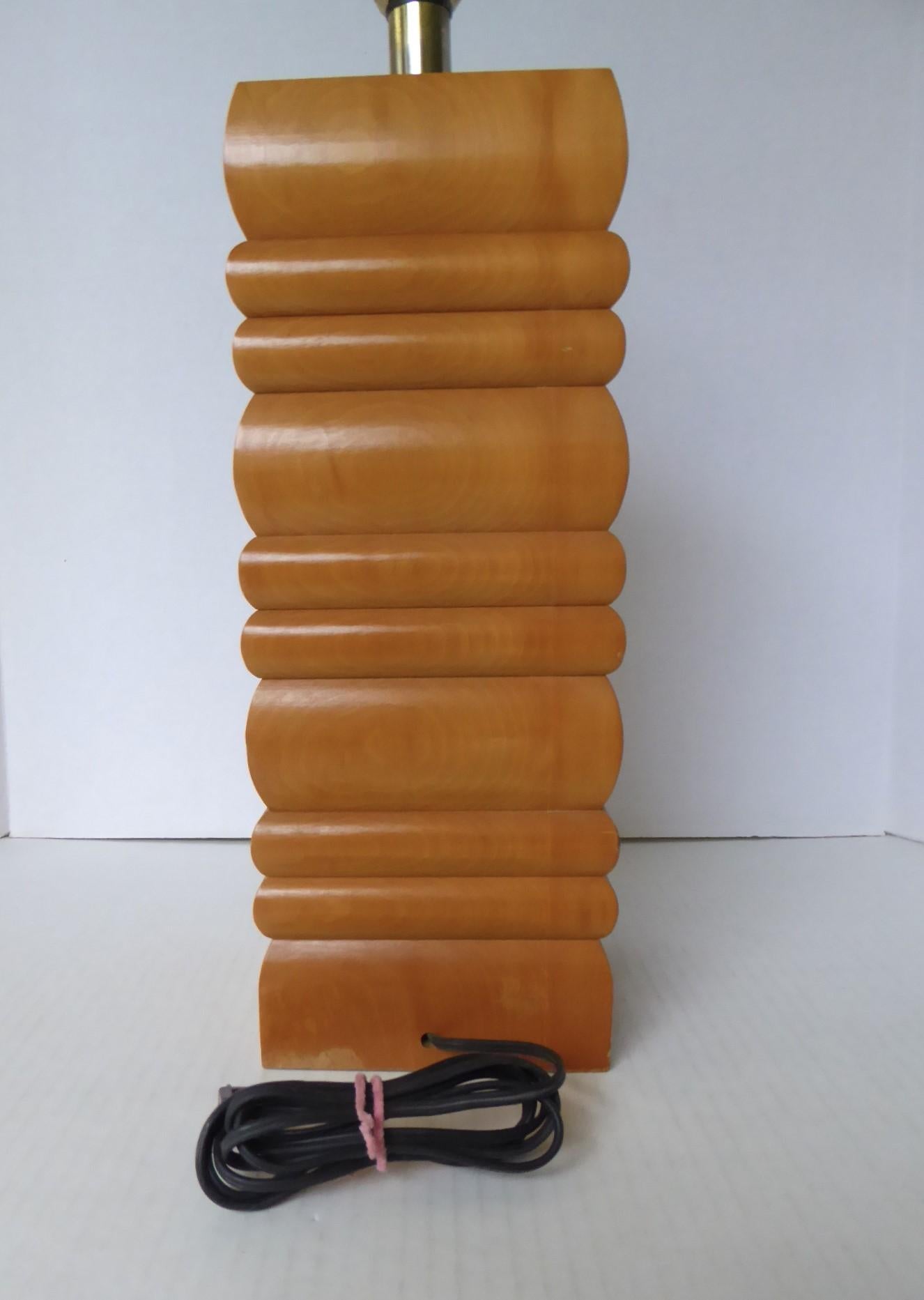 Mid-20th Century Vintage Organic Modern Stacked Wood Mid Century Table Lamp 1960s For Sale