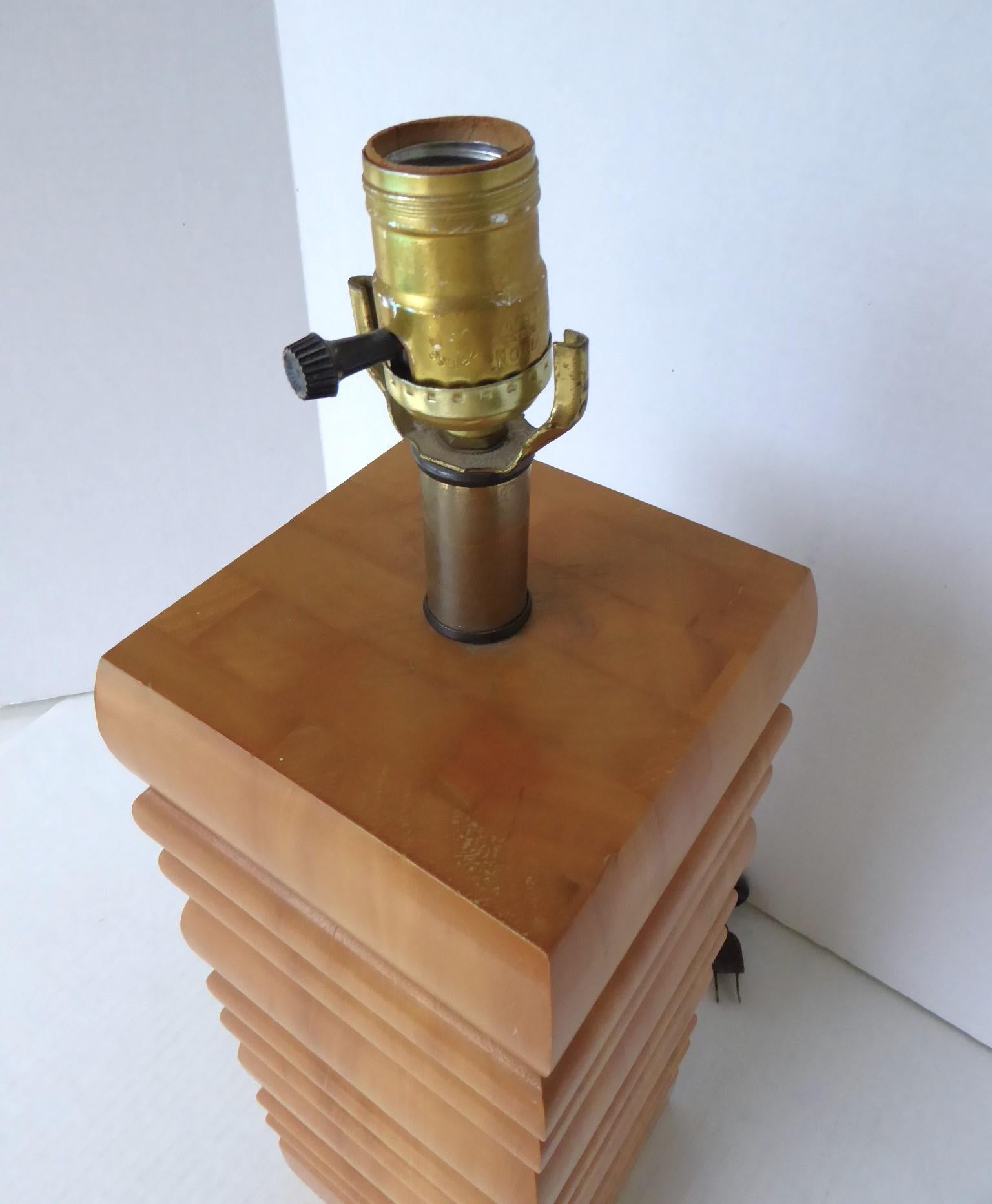 Vintage Organic Modern Stacked Wood Mid Century Table Lamp 1960s For Sale 2
