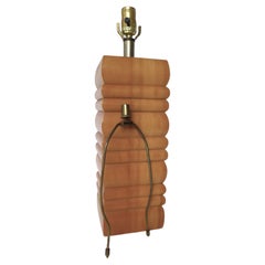 Vintage Organic Modern Stacked Wood Mid Century Table Lamp 1960s